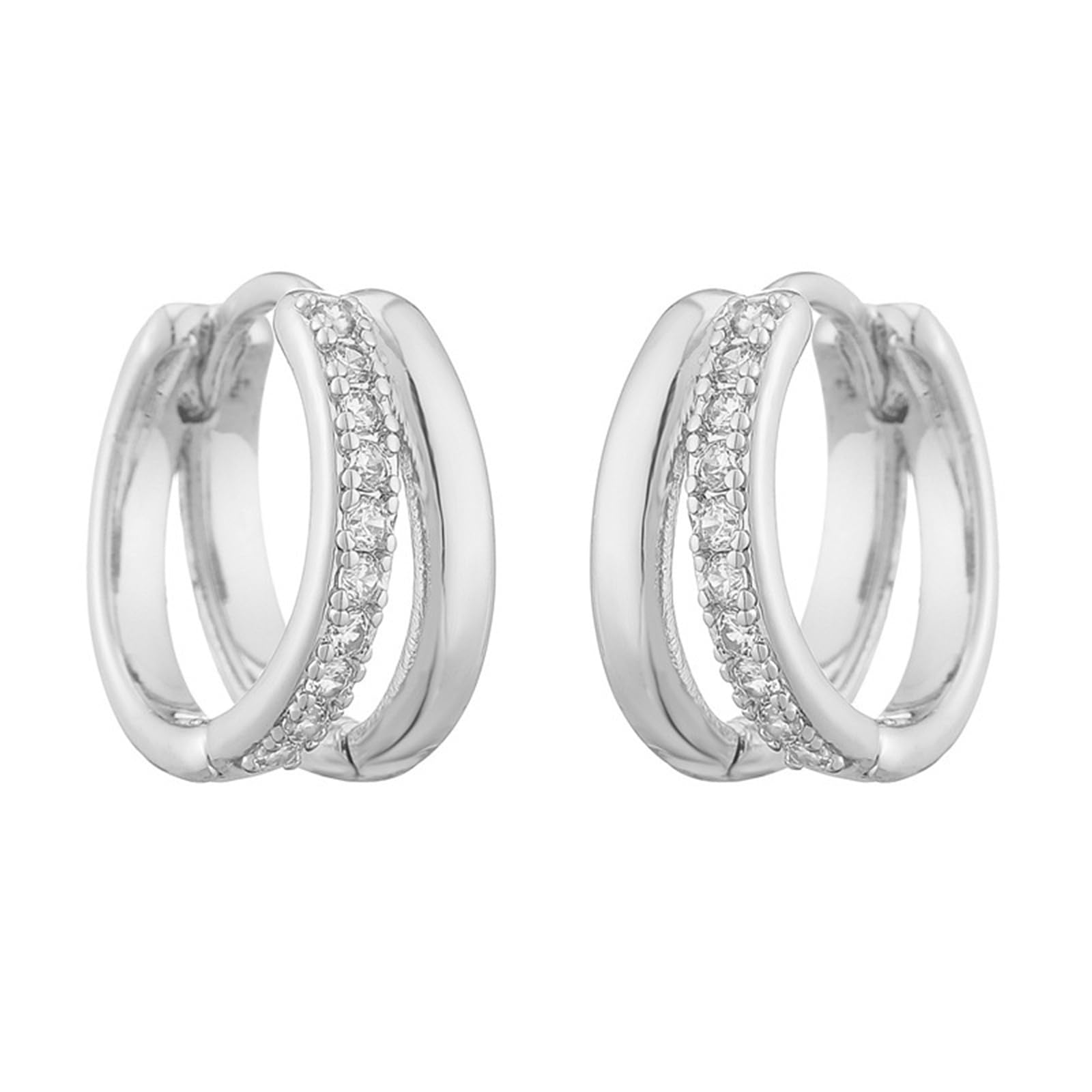 Hypoallergenic Small Huggie Double Hoop Earrings for Women - Dainty Silver Trendy Jewelry Gift for Everyday Wear & Special Occasions