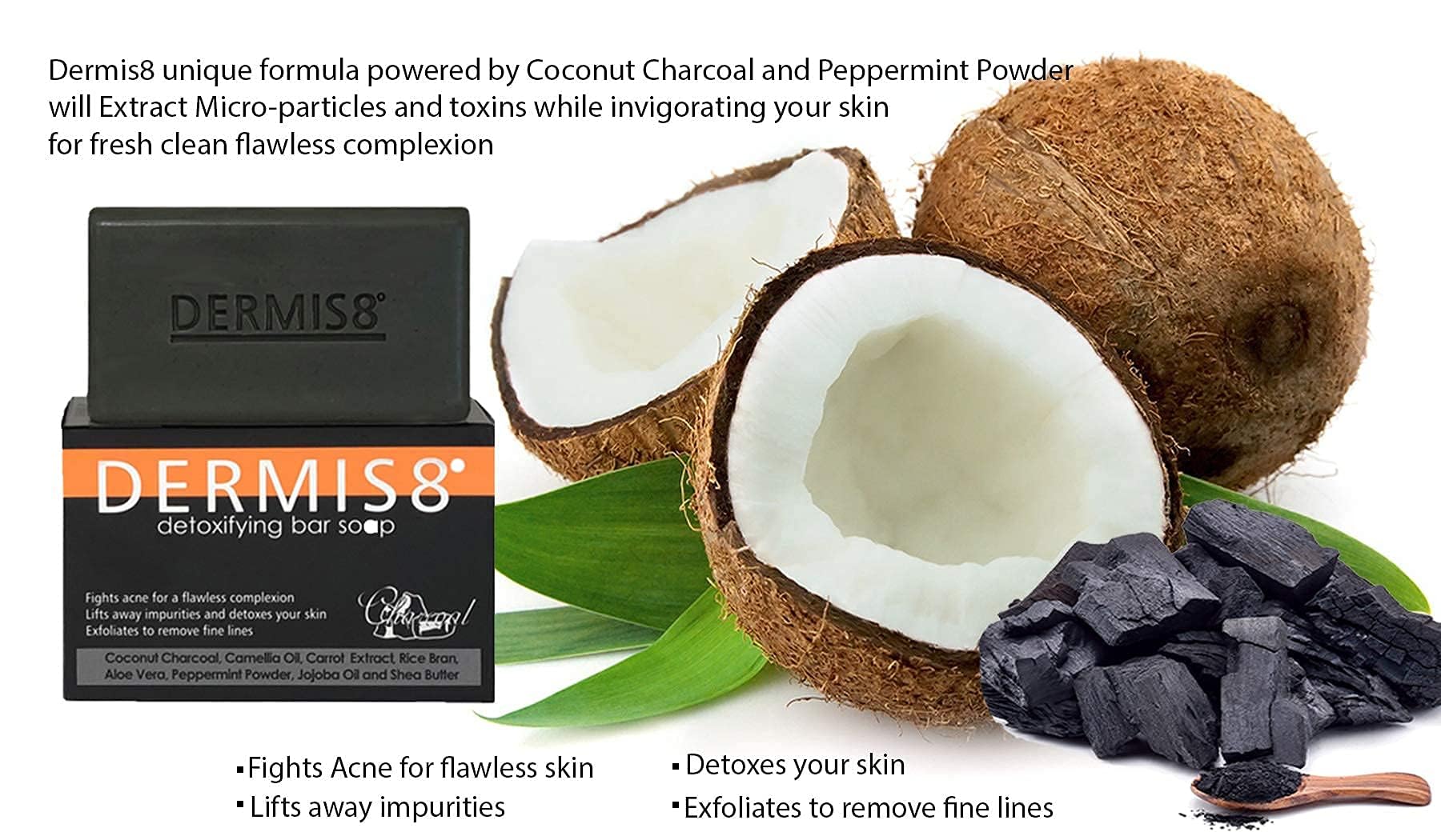 Detoxifying Soap Bar with Coconut Charcoal & Peppermint - 200g Natural Deep Cleansing Face & Body Bar for Acne, Oily Skin & Blackheads - Perfect for Daily Skincare Routine & Spa Days