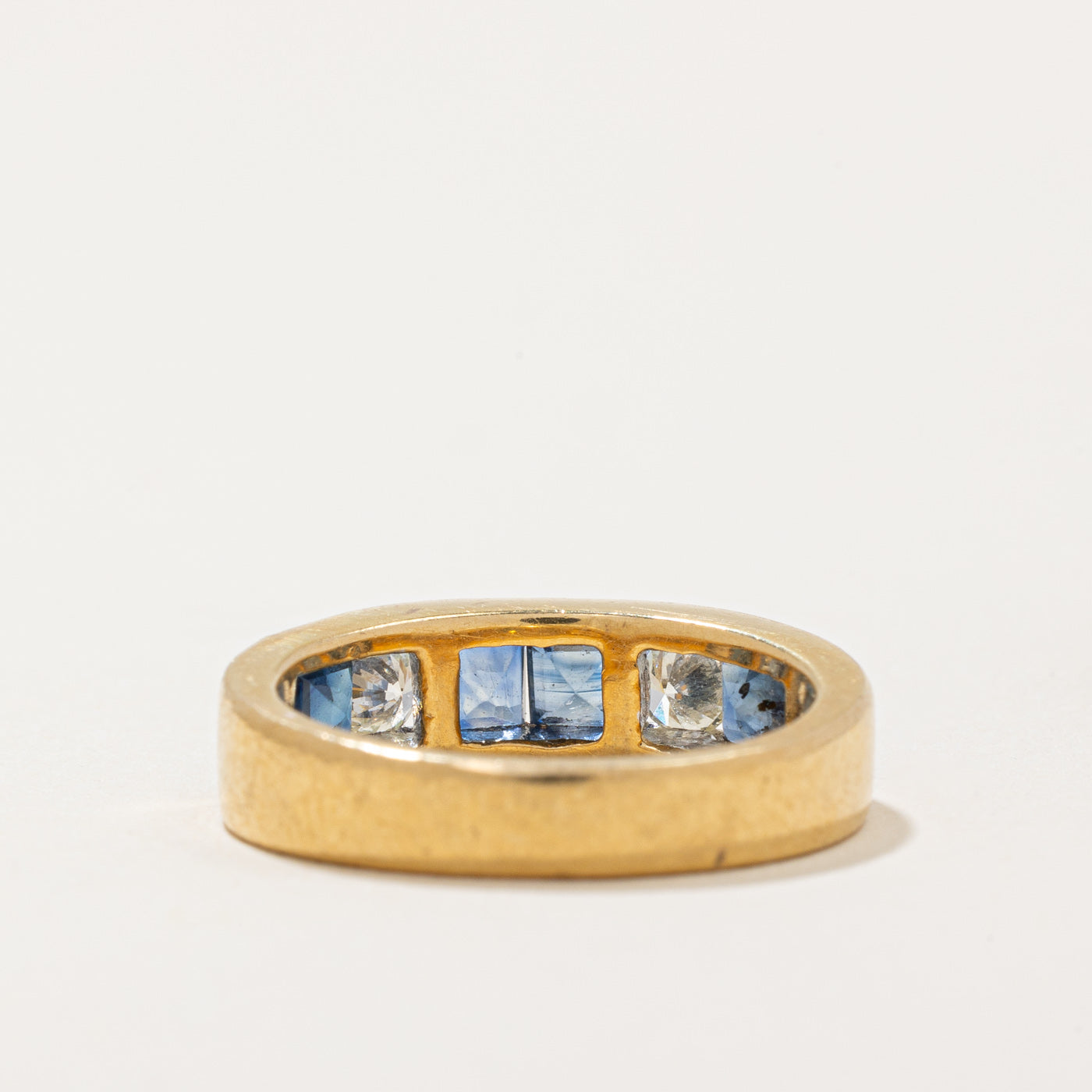 Channel Set Sapphire & Diamond Ring - 0.88ctw Total Weight, 0.26ctw Diamonds - Size 5 | Elegant Engagement, Wedding, Anniversary Gift for Her