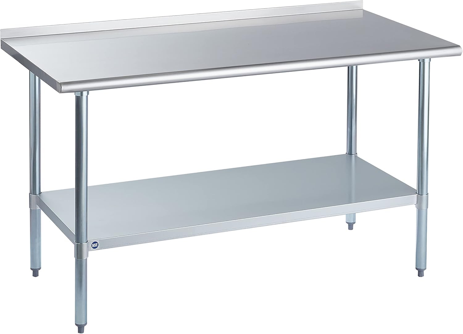 ROCKPOINT 30x60 Inch NSF Certified Stainless Steel Commercial Kitchen Prep Table with Backsplash - Heavy Duty Metal Work Table with Adjustable Under Shelf & Leveling Feet for Restaurant, Home, Hotel - Perfect for Food Prep, Cooking, Baking & Catering