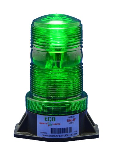 B1LHPF 12V DC 7.5W GREEN LED 5D Flashing Beacon Light - Strobe Warning Light for Forklifts, Emergency Vehicles, Construction Sites, and Industrial Safety
