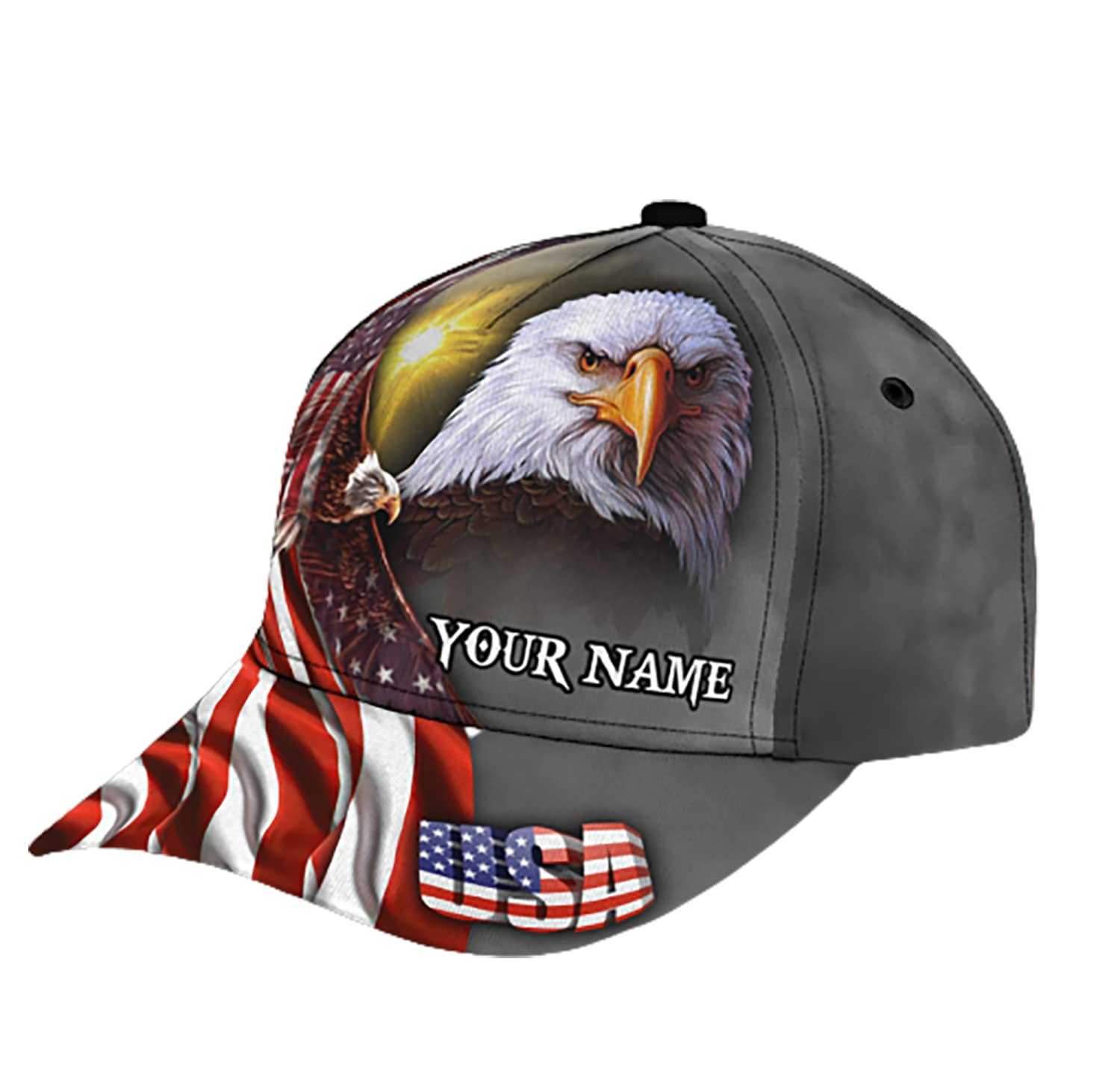 Personalized Eagle Cap with American Flag - Patriotic 3D Adjustable Baseball Hat for Men & Women - Unisex Adult Trucker Sports Cap - Perfect for Outdoor Activities, Sports Events & Patriotic Celebrations