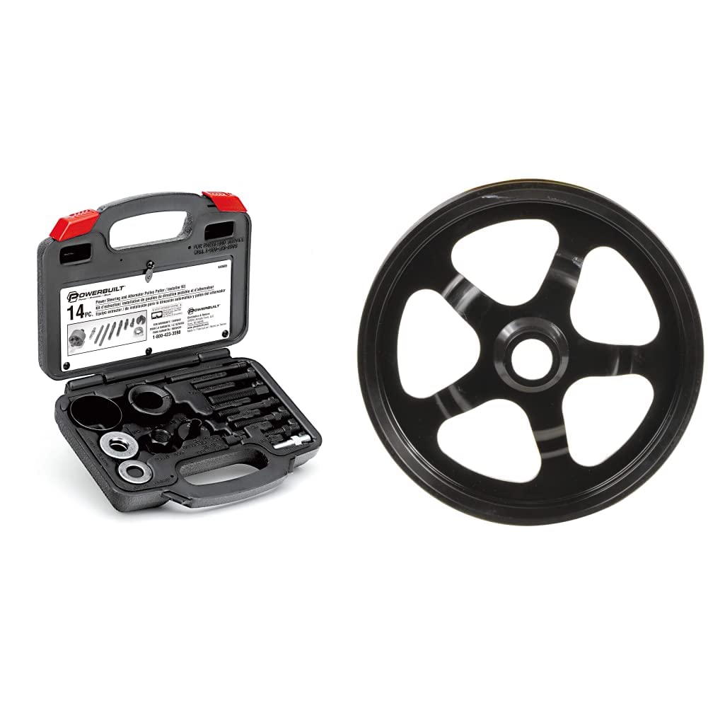 Powerbuilt Power Steering Pulley and Alternator Pulley Tool Set with Cardone New Power Steering Pump Pulley - Professional Automotive Repair Kit for DIY Car Maintenance & Engine Repair