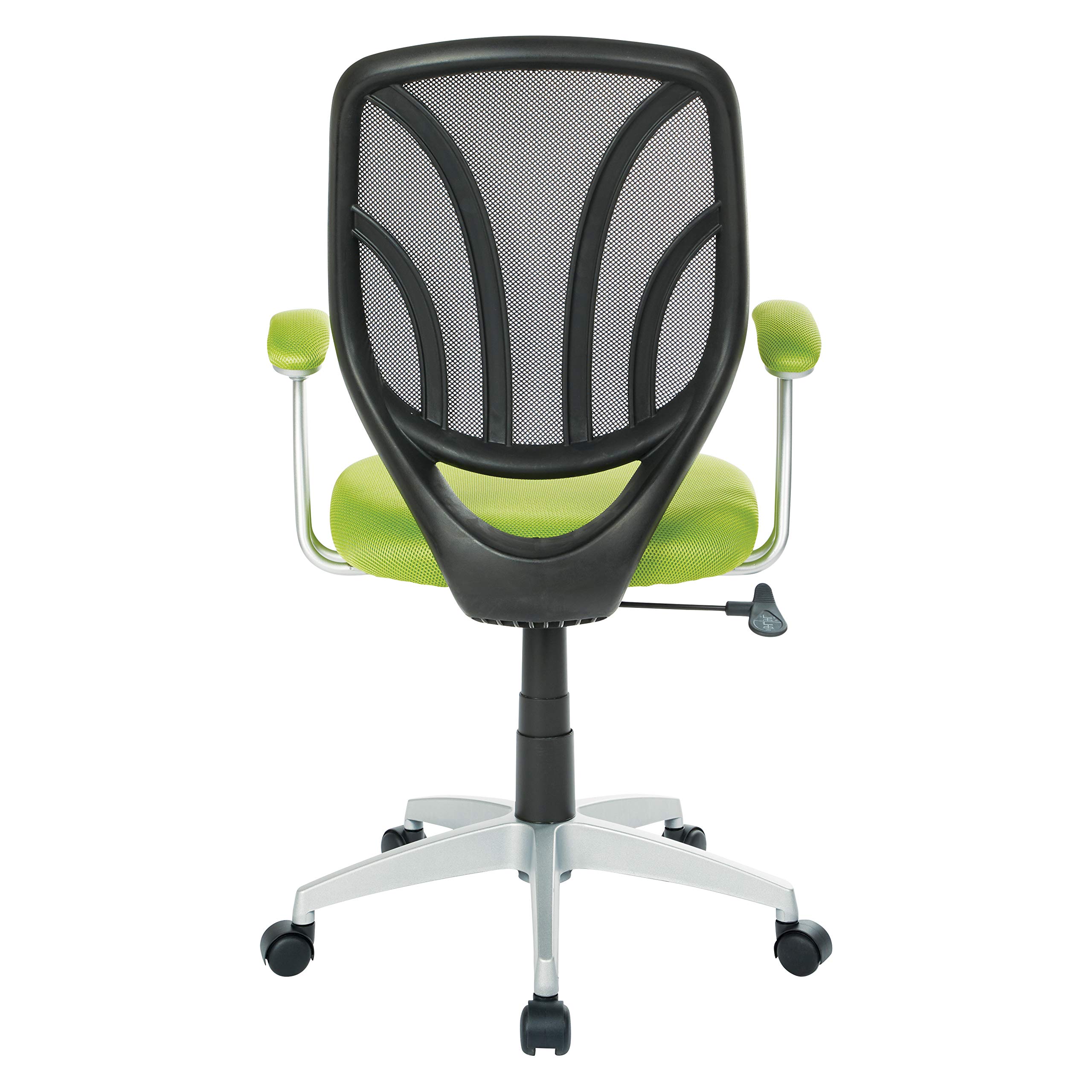 OSP Home Furnishings Ergonomic Office Chair with Padded Seat - Adjustable Back Support & Swivel Base for Home Office, Conference Room, or Workspace - Green Mesh Task Chair for Comfortable All-Day Sitting