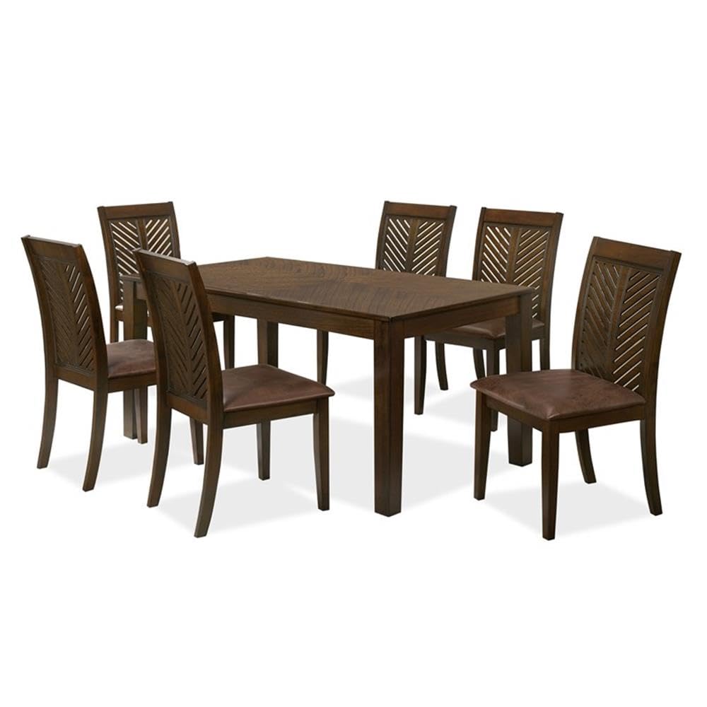 Furniture of America Ganfer Transitional 7-Piece Wood Dining Table Set in Walnut Finish - Perfect for Family Dinners & Entertaining Guests