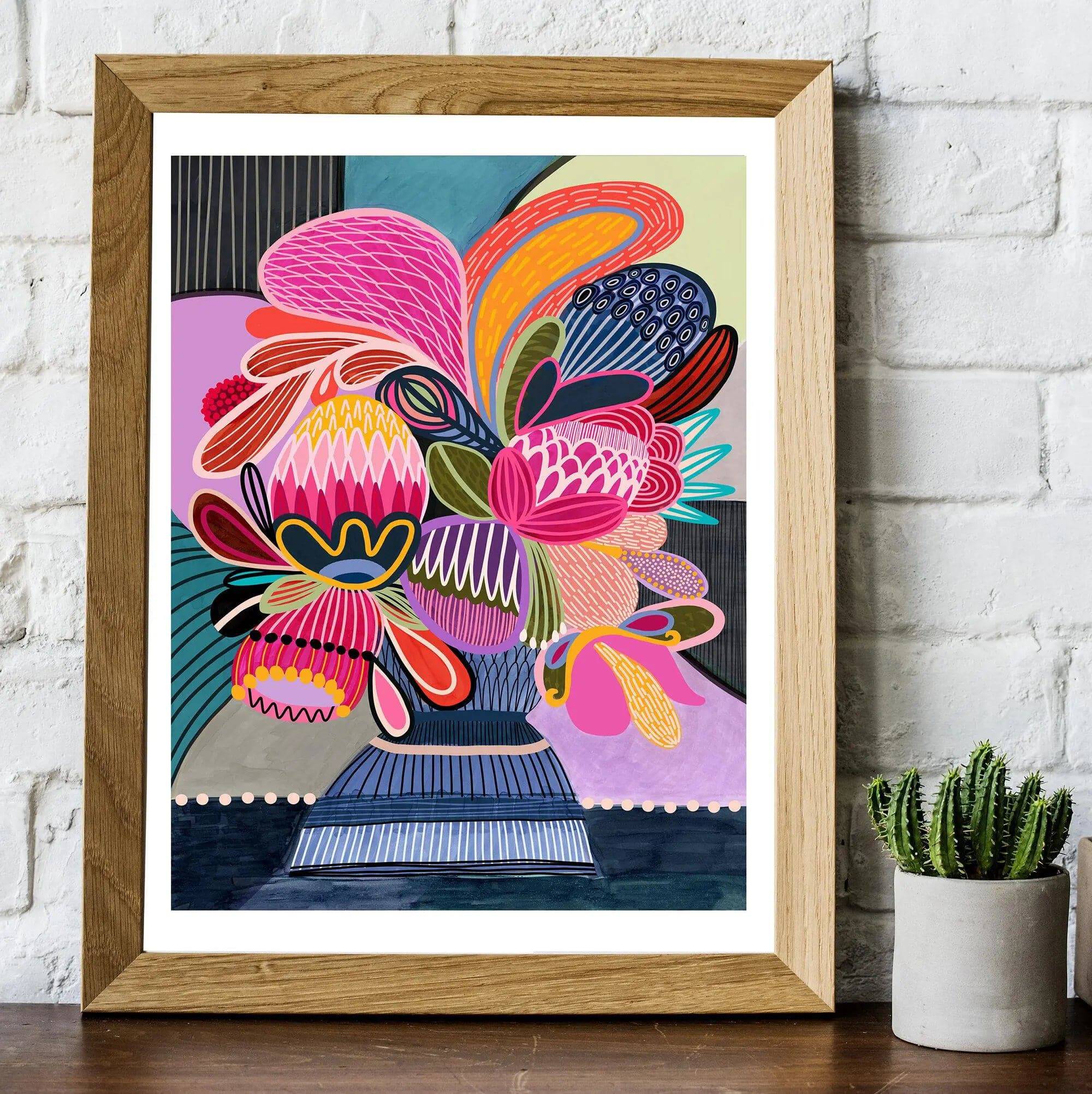 Floral Fiesta Color Pop Wall Art Print - Vibrant Botanical Decor for Living Room, Bedroom & Office