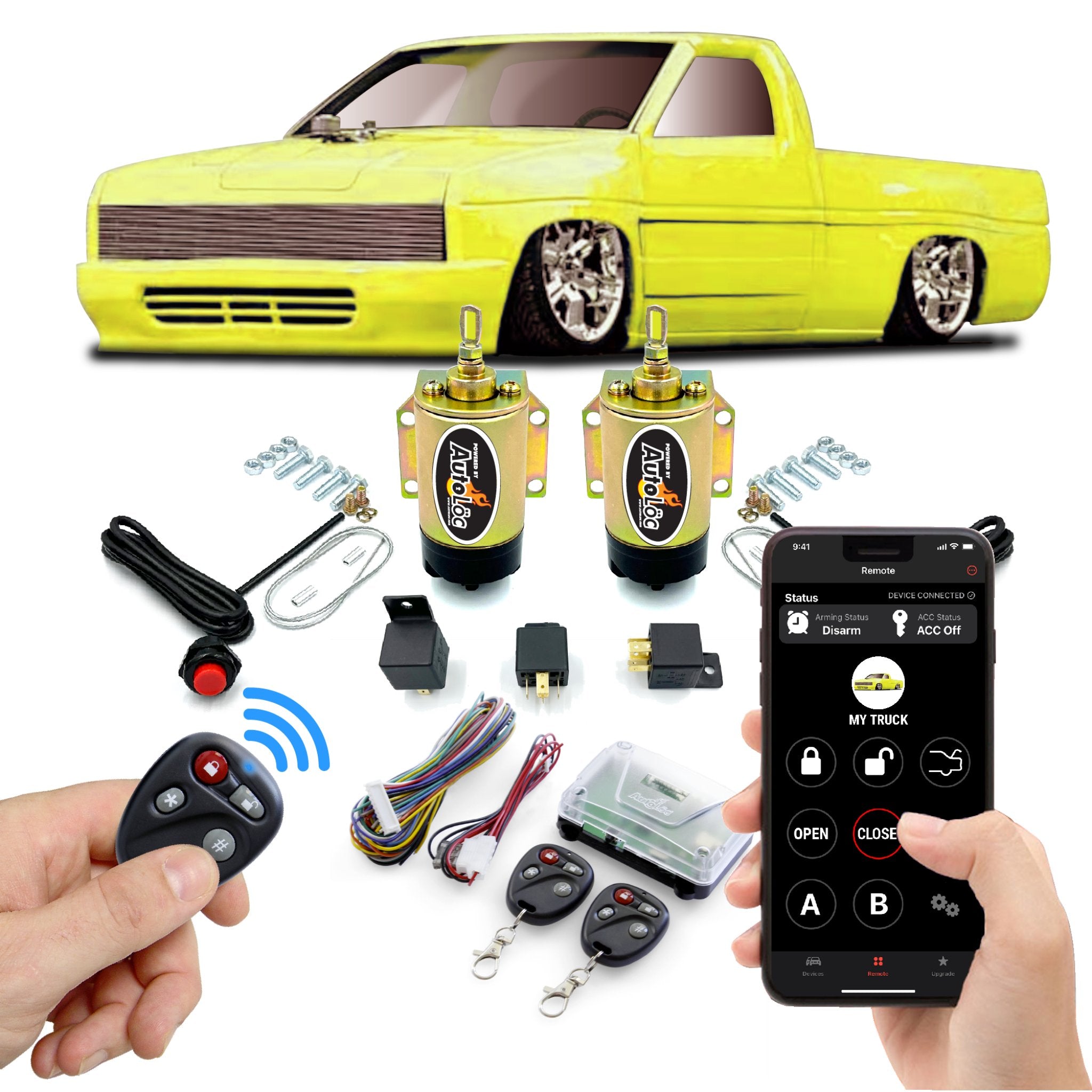 1905-1906 Rolls Royce 20 HP Remote Shaved Door Handle Pop Kit with 35 lb Solenoids & 4CH Keyless Entry System - Classic Car Customization & Security Upgrade for Vintage Vehicles