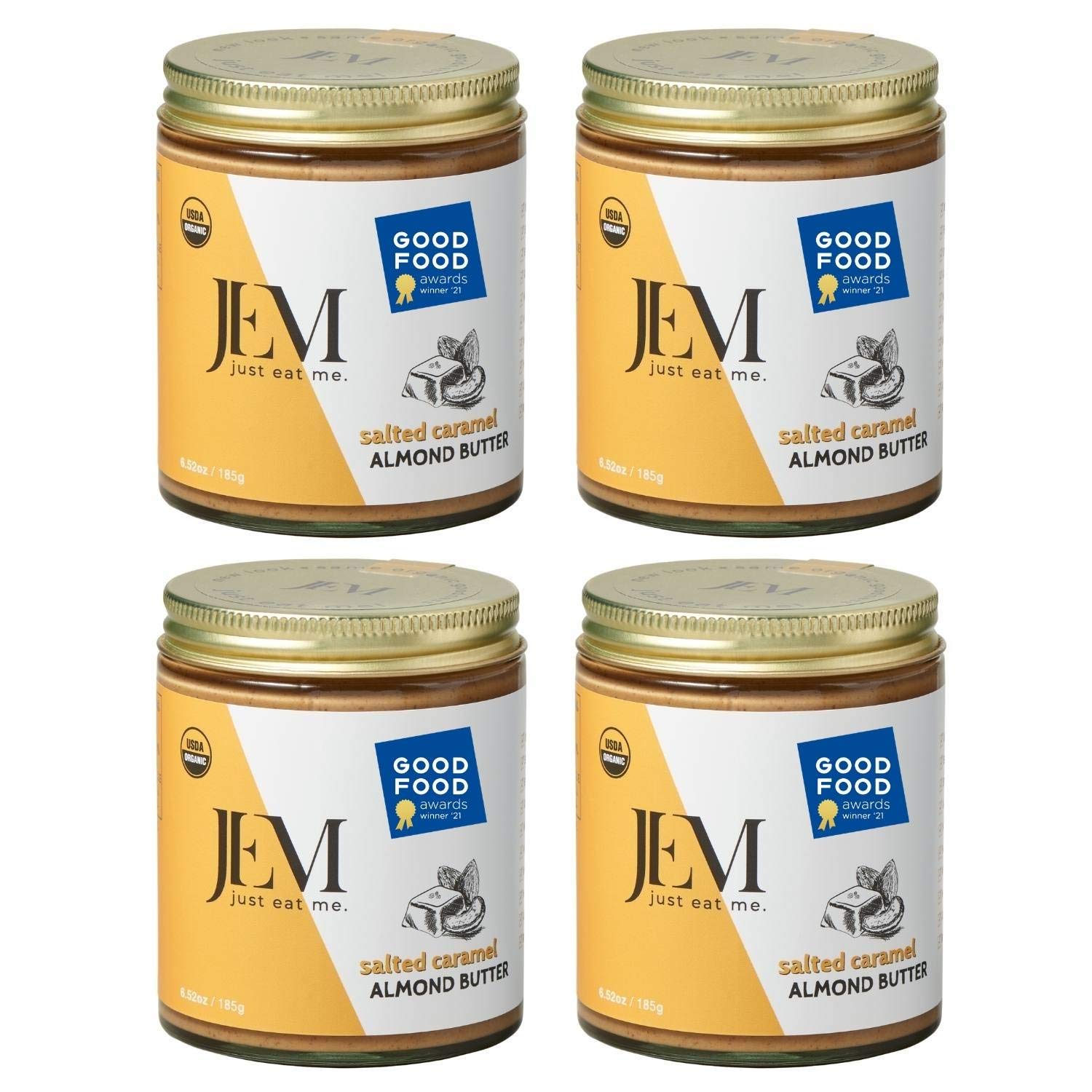 Organic Salted Caramel Sprouted Almond Butter - All Natural, Gluten-Free, Vegan, Paleo & Keto Friendly Nut Spread (6 oz Jar, 4-Pack) - Perfect for Healthy Snacking, Smoothie Bowls & Low-Carb Diets