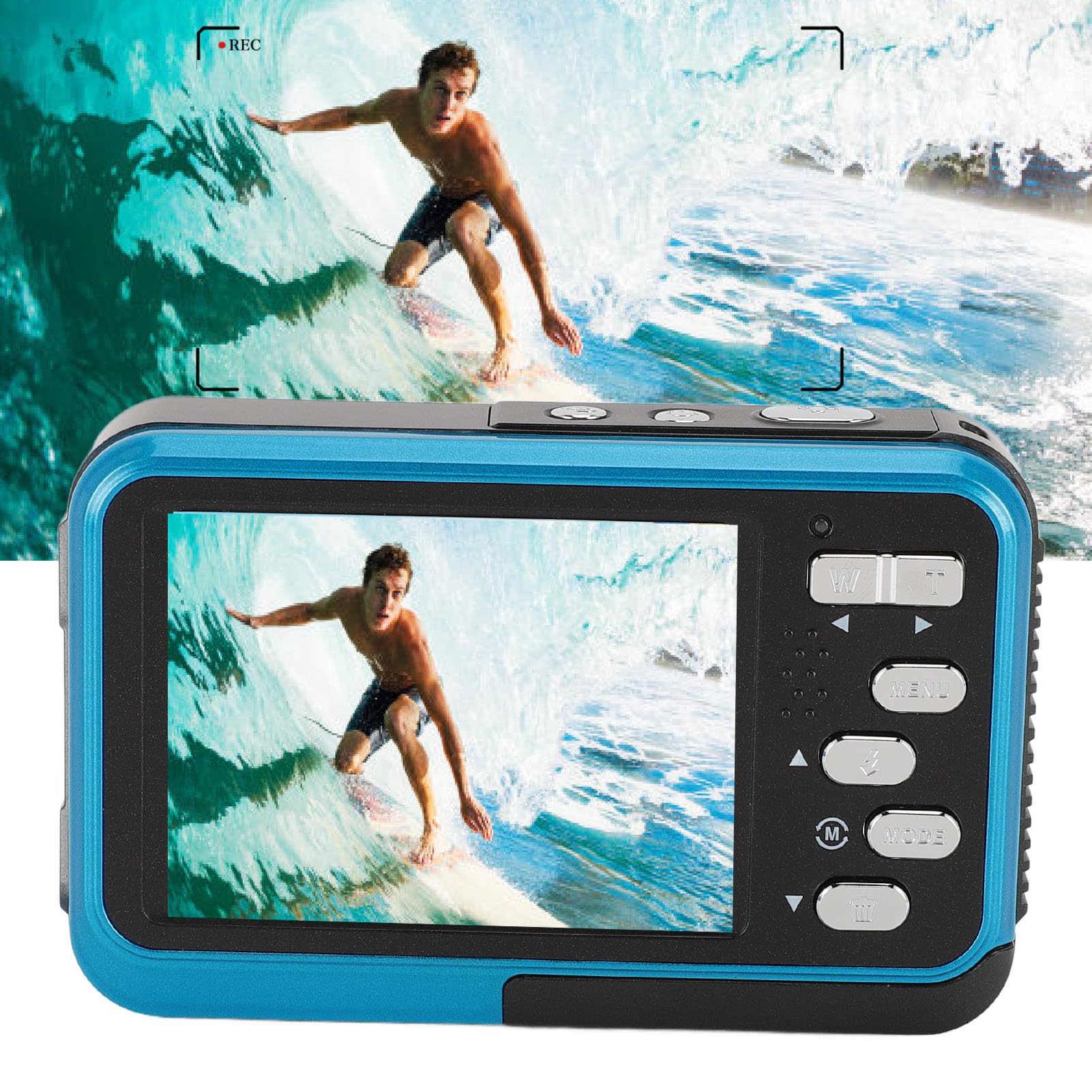 4K Underwater Camera with Autofocus - 48MP HD Dual Screen, 11FT Depth for Snorkeling & Diving | Compact Floatable Digital Camera for Selfies & Adventure (Blue) - Perfect for Beach Vacations, Pool Parties & Marine Exploration
