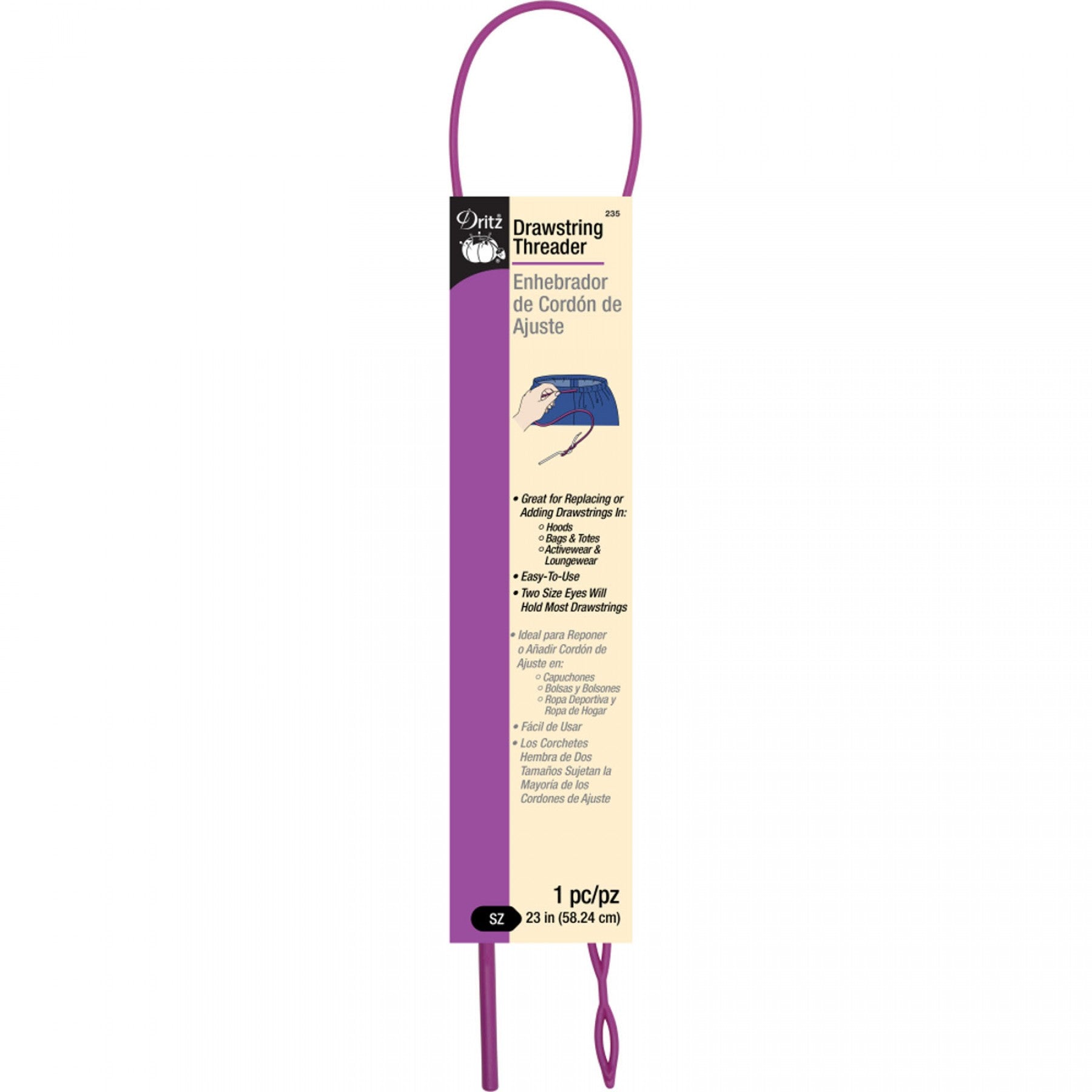 DRITZ Drawstring Threader - Size 23 for Easy Shoelace & Waistband String Insertion | Perfect for Sewing, Crafts & Clothing Repair