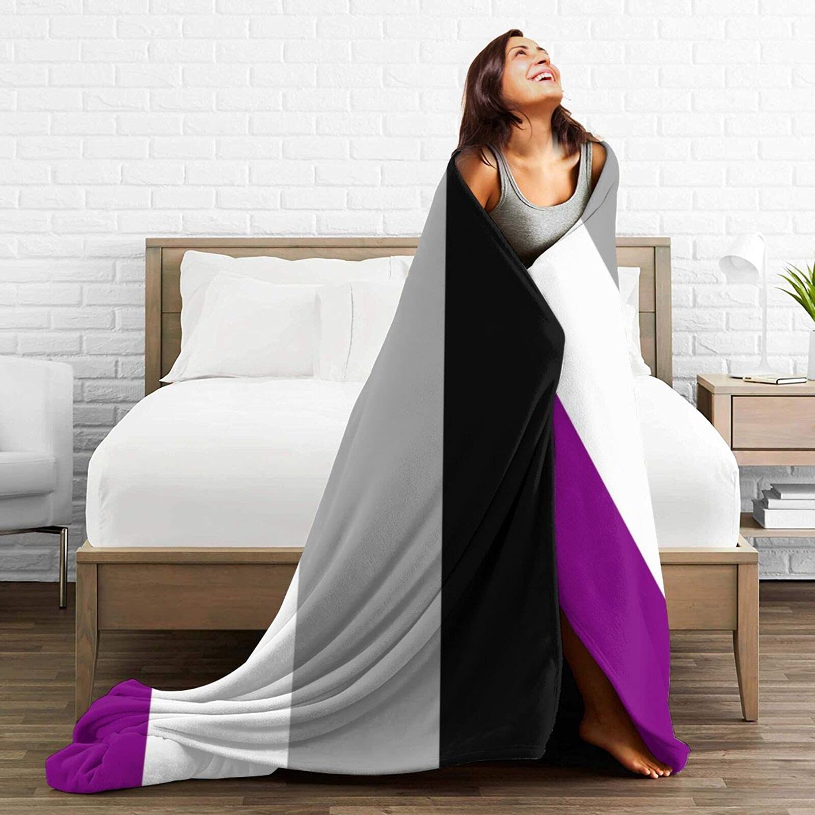 Asexual Pride Flag Flannel Fleece Throw Blanket - Soft & Warm Blanket for Bed, Sofa, Living Room - Perfect for LGBTQ+ Support, Cozy Nights, and Home Decor