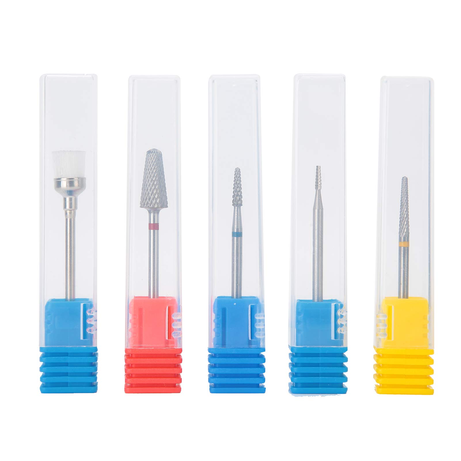 5pcs Tungsten Steel Nail Drill Bits Set - 3/32 Inches Professional Manicure Tools for Acrylic & Gel Nails, Cuticle Removal & Nail Filing - Perfect for Electric Nail Drill Machines - At-Home Salon & Professional Nail Care
