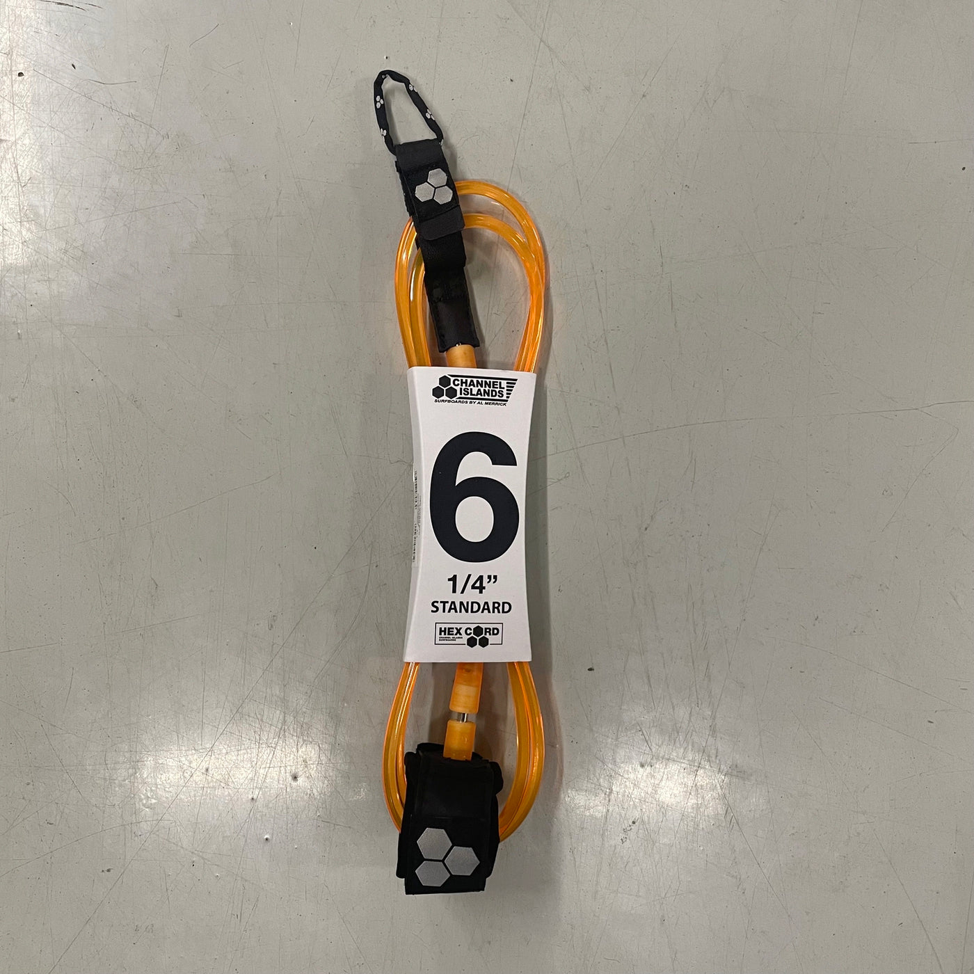 Channel Islands 6' 1/4 Hex Cord Surf Leash - Orange | Durable Surfboard Leash for Wave Riding & Water Sports
