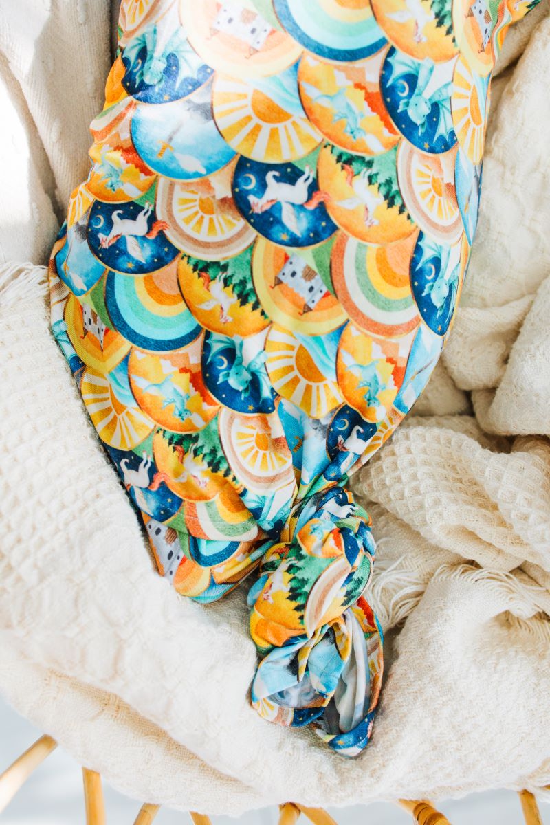 Fairytale Scales Swaddle & Hat Set for Newborn Baby - Soft Cotton Swaddle Blanket and Matching Hat for Nursery, Photography, and Gift
