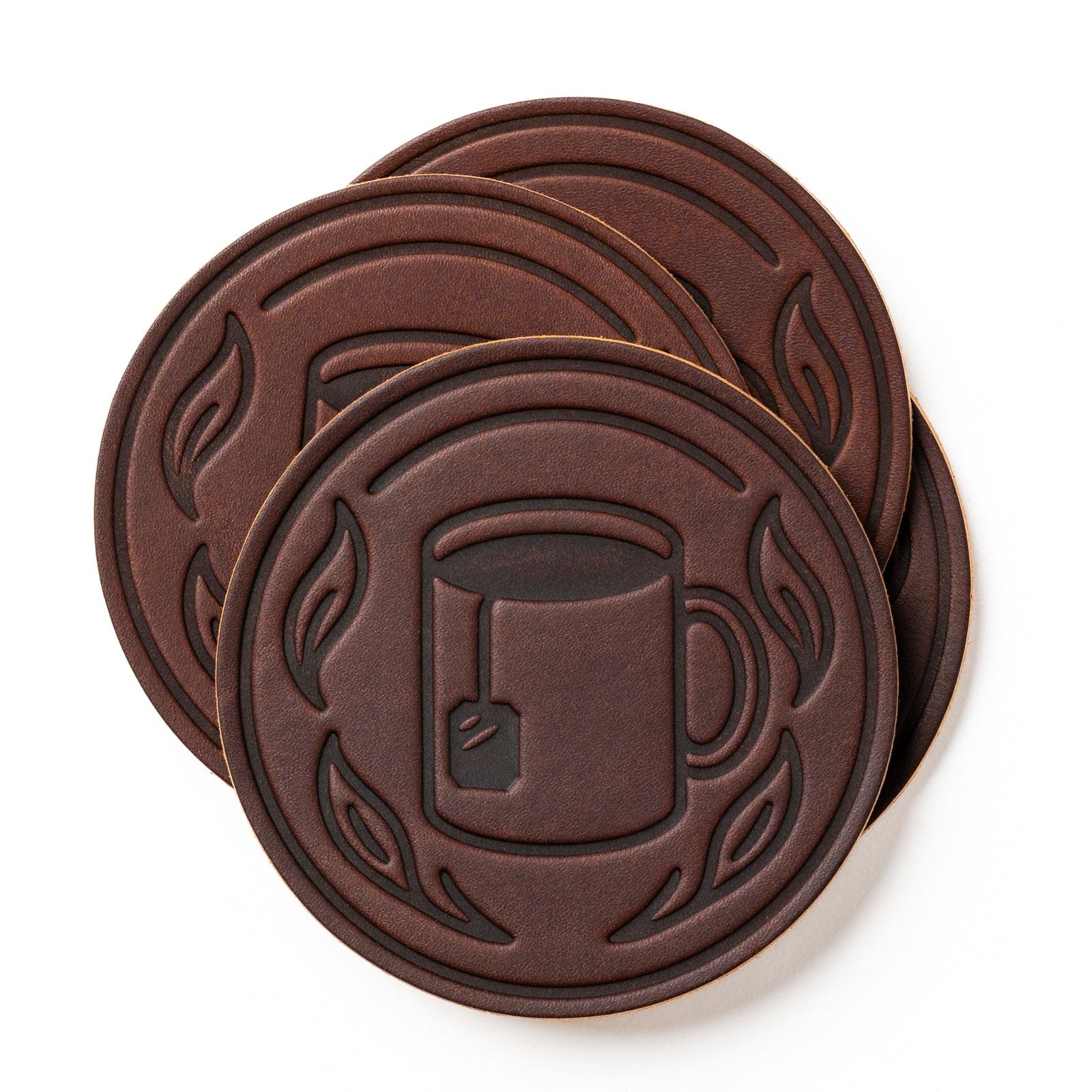 Premium Leather Coasters Set of 4 - Absorbent & Durable Drink Coasters for Coffee, Tea, Wine & Beverages - Perfect for Home, Office & Restaurant Use