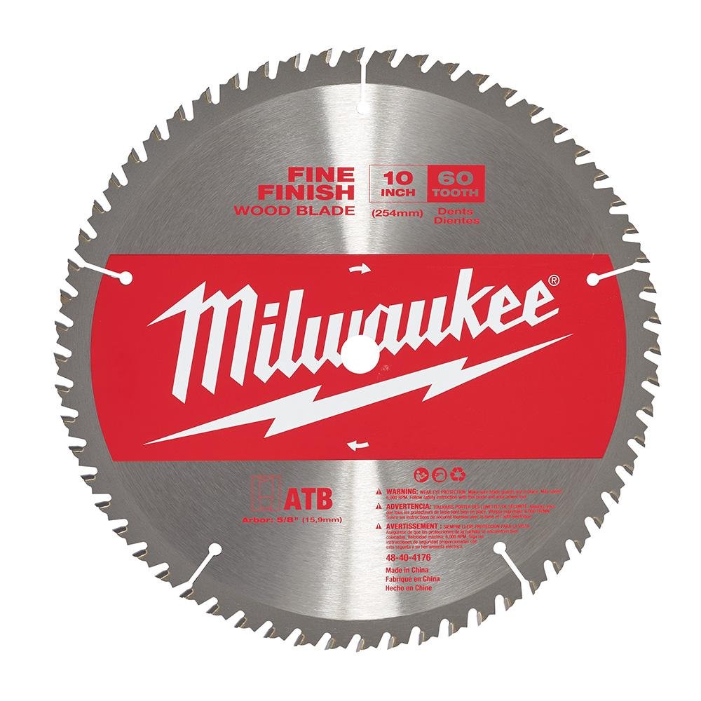 Milwaukee 10-Inch 60-Tooth Fine Finish Circular Saw Blade for Woodworking & Plywood - Perfect for Precision Cuts in Cabinetry, Trim, and Fine Carpentry Projects