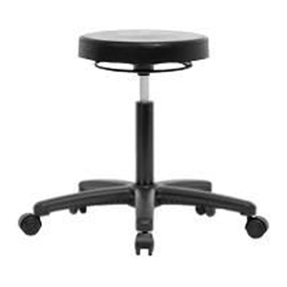 Thomas ECOM PMBSO-RG-NF-RC Adjustable Height Polyurethane Stool with Black Nylon Base - No Foot Ring & Casters - Perfect for Office, Kitchen, Salon, and Industrial Workspaces