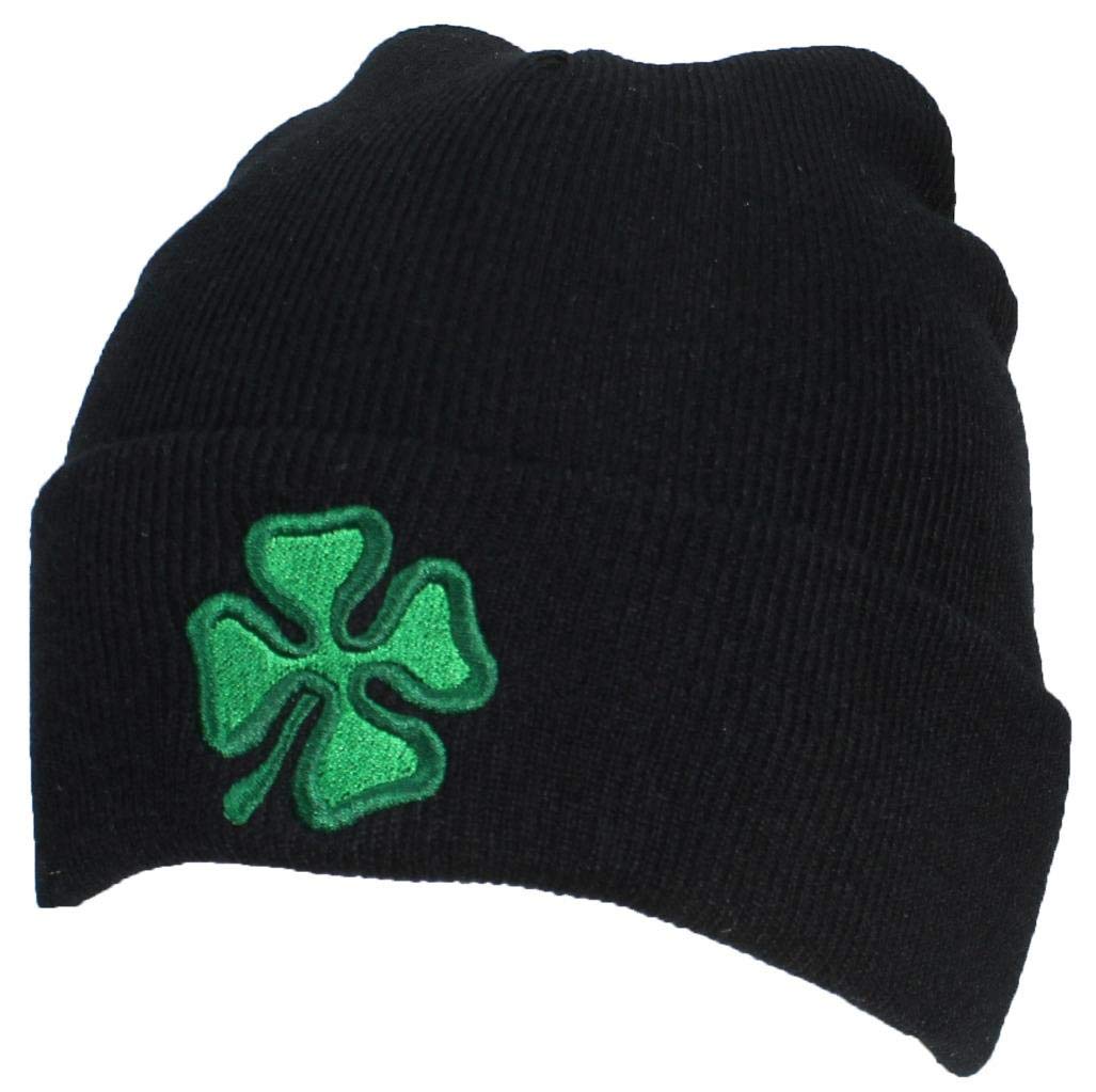 Stylish Adult Embroidered Shamrock 4-Leaf Clover Beanie Hat - Perfect for St. Patrick's Day, Irish Festivals & Winter Fashion