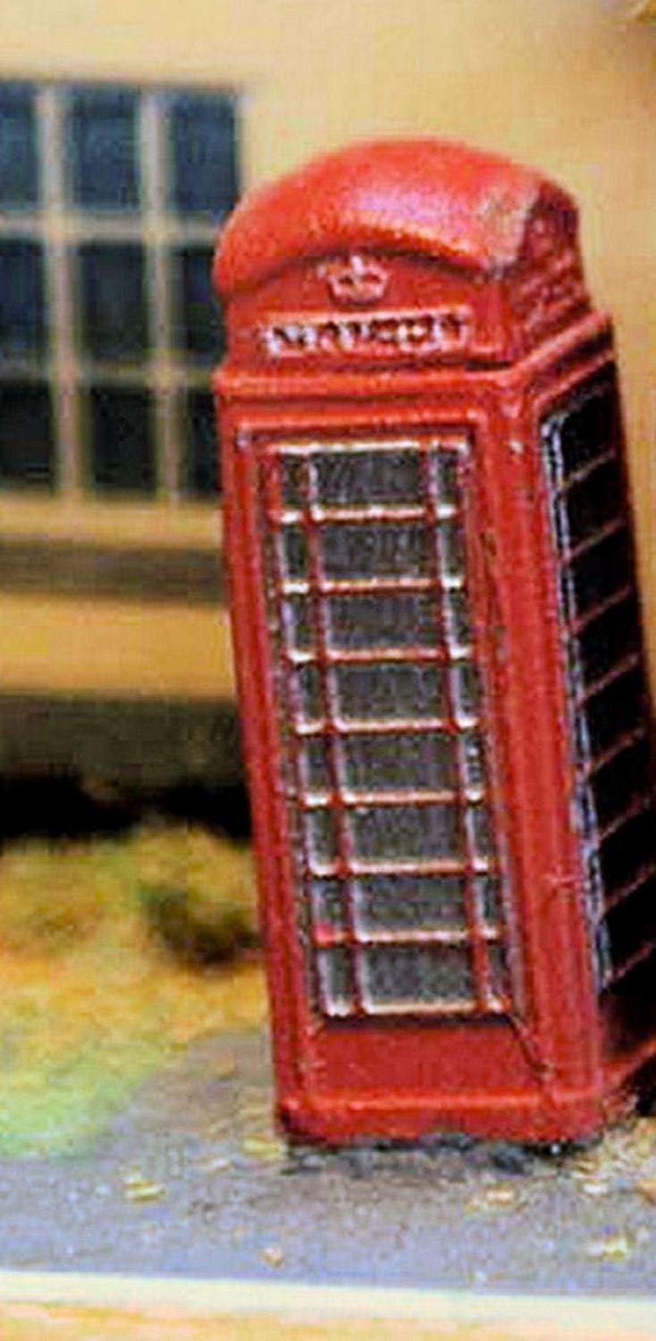 Langley Models British Telephone Box N Scale Metal Model - Miniature Red Phone Booth for Model Train Layouts & Dioramas