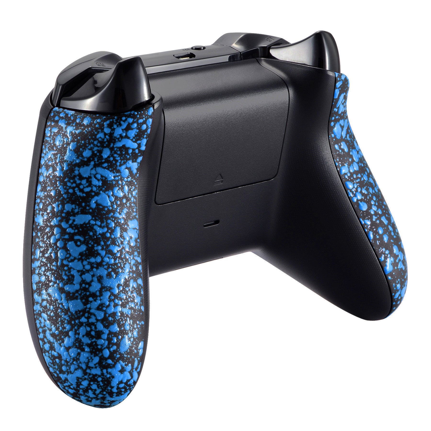 eXtremeRate Textured Black & Blue Soft Touch Grip Back Panels - Non-Slip Side Rails for Xbox One X & One S Controller - Ergonomic Game Improvement Replacement Parts - Perfect for Competitive Gaming & Long Play Sessions SXOJ0123