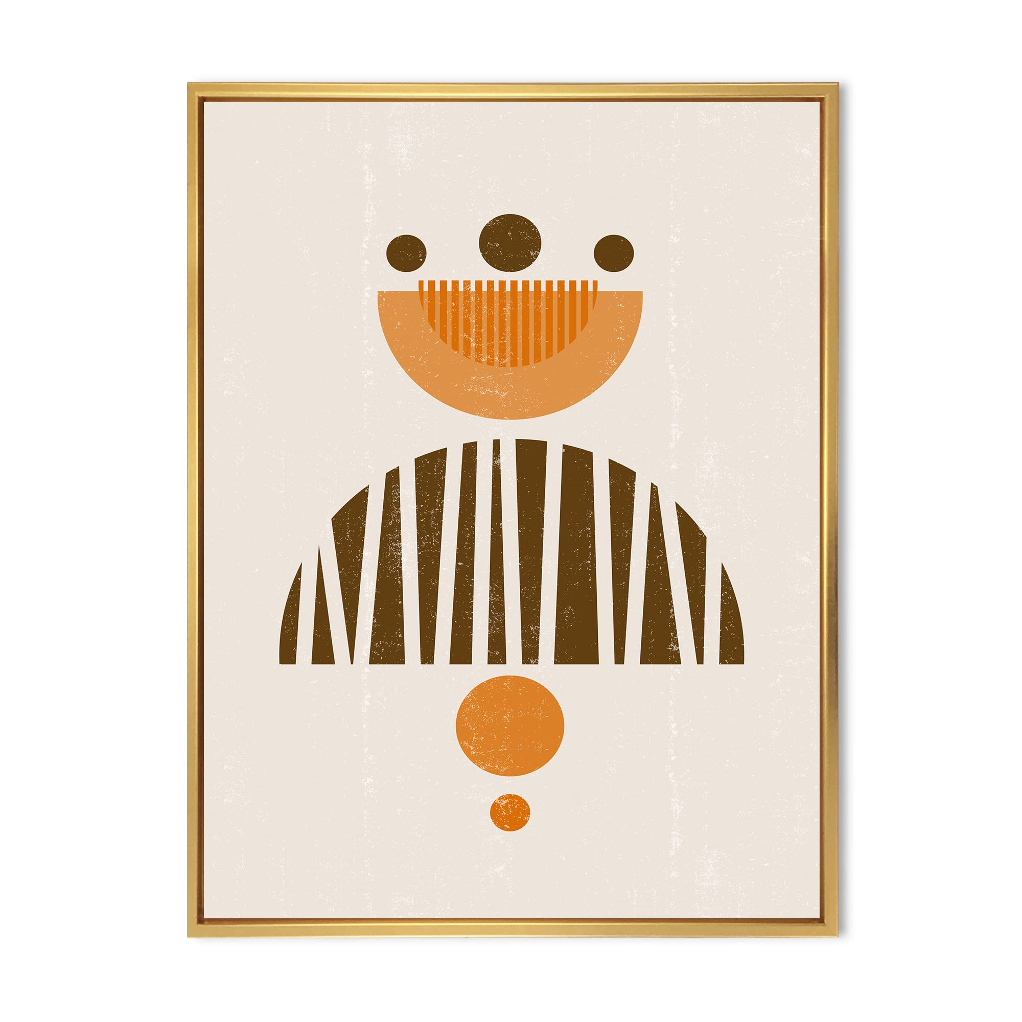 Abstract Minimal Sun and Moon Wall Art - Earth Tone Framed Canvas Print for Living Room & Bedroom Decor | Modern Home & Office Wall Decor