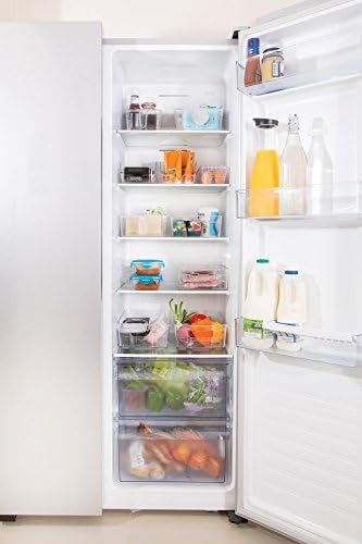 KitchenCraft Refrigerator Organizer - 34.5 x 14 x 9.5 cm Clear Plastic Fridge Storage Bin for Soda Cans, Beer Bottles & Beverages - Space Saving Kitchen Organization for Pantry, Garage or Office Break Room