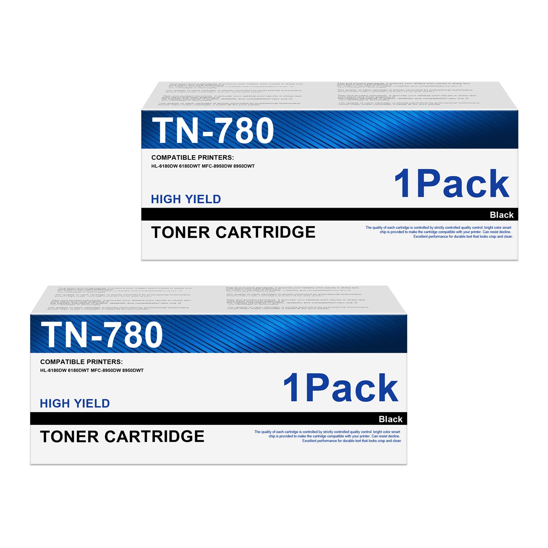 2-Pack Black TN-780 High Yield Toner Cartridge - Compatible with Brother HL-6180DW/6180DWT & MFC-8950DW/8950DWT Printers - Perfect for Home Office & Small Business Printing Needs