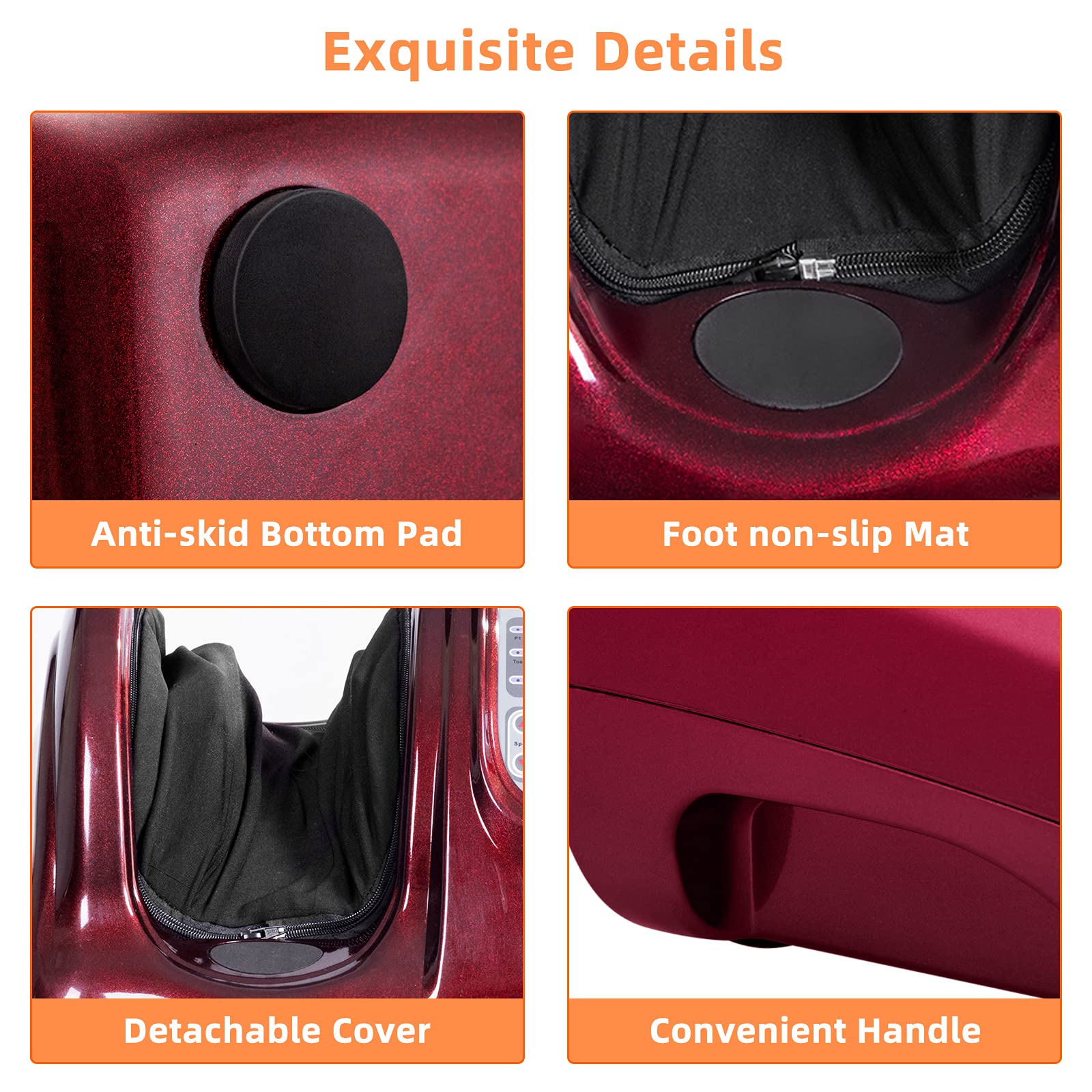 RELAX4LIFE Shiatsu Foot Massager Machine with Remote Control - 4 Programs & 3 Modes for Deep Kneading, Electric Calf & Foot Massage - Relieves Plantar Fasciitis, Tired Muscles - Touch Panel & Burgundy Design - Perfect for Home, Office & Post-Workout Recovery