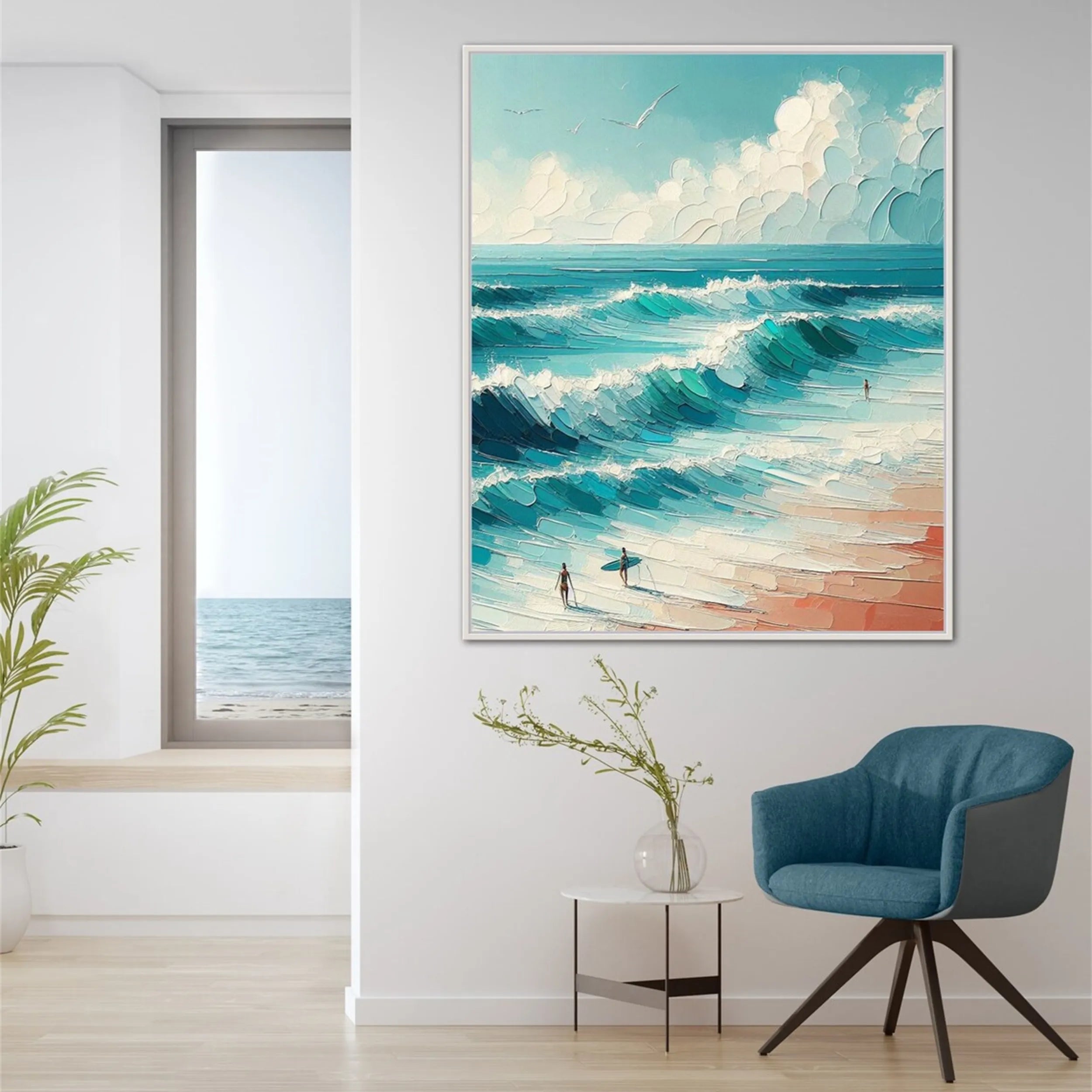Ocean and Sky Painting #OS 139 - Handmade Seascape Wall Art for Home & Office Decor - Perfect for Living Room, Bedroom or Beach House