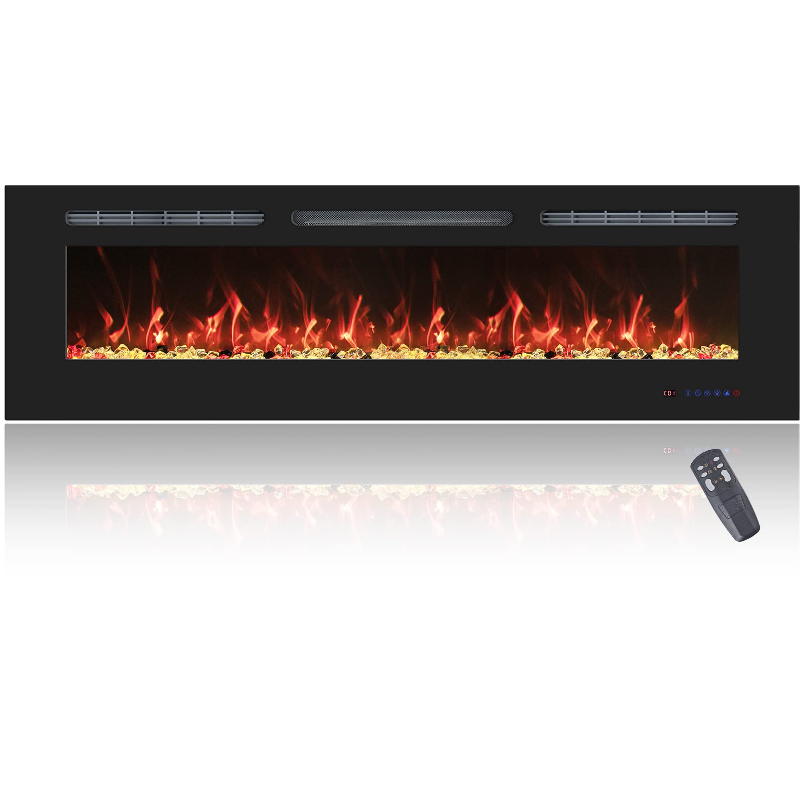 72 Inch Recessed Electric Fireplace Insert - Wall Mounted Fireplace Heater with Timer & Remote Control, 750W/1500W Adjustable Flame - Perfect for Living Room, Bedroom, and Office Heating