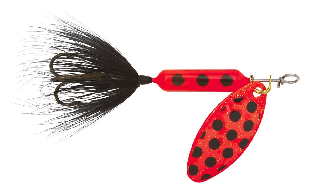 YAKIMA BAIT Wordens Original Rooster Tail Spinner Fishing Lure - Flame Spot Color, 1/8-Ounce - Perfect for Trout, Bass and Salmon Fishing in Rivers and Lakes