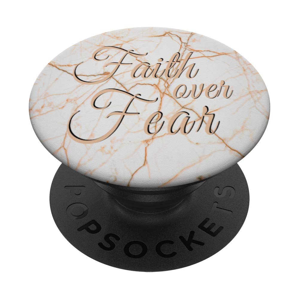 Rose Gold Marble Phone Case with 'Faith Over Fear' Inspirational Quote - Perfect for Daily Motivation & Gift Giving
