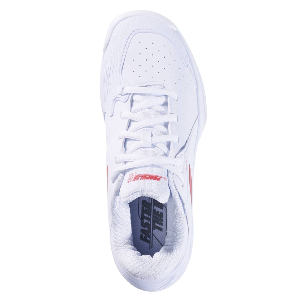 Babolat Propulse 3 AC Junior Tennis Shoes for Boys & Girls - White/Red - Lightweight & Durable for Court Performance - Perfect for Junior Tennis Matches & Training Sessions