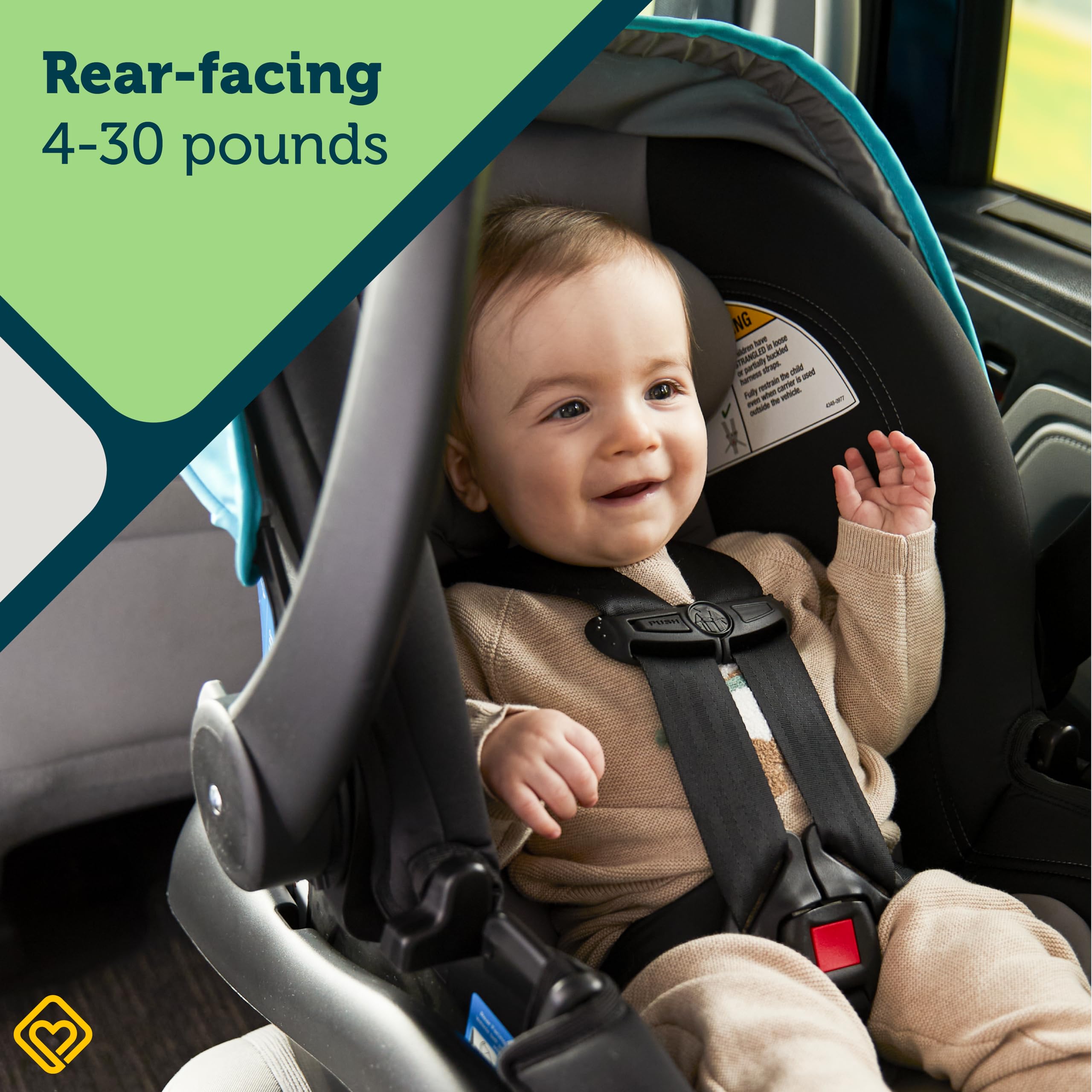 Safety 1st OnBoard LT Infant Car Seat - Lightweight & Safe Baby Car Seat with 5-Point Harness, Wisteria Lane 2 | Perfect for Newborns to 35 lbs | Ideal for Travel, Daily Commute & Family Road Trips
