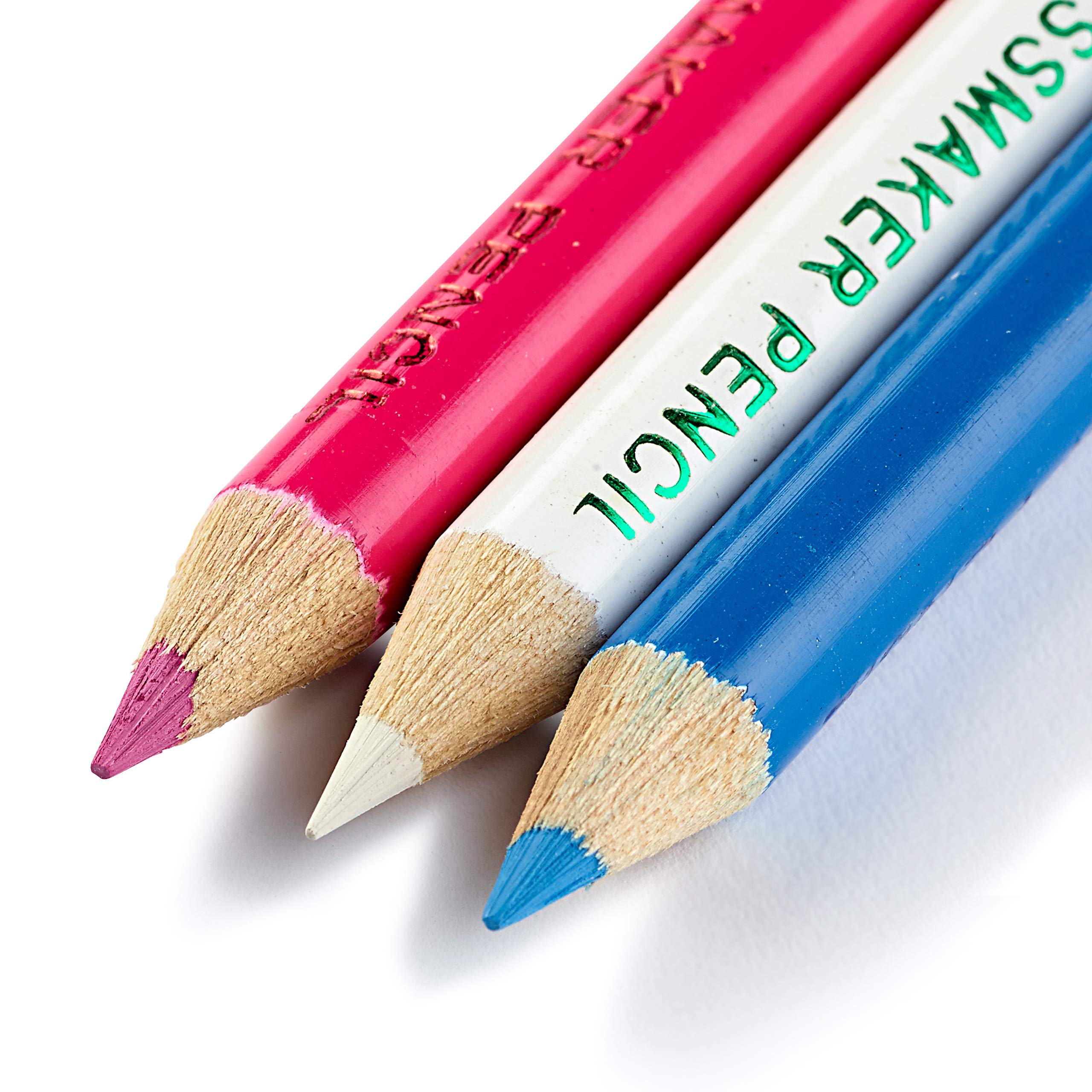Prym Chalk Pencils with Brush - White, Pink, Blue for Fabric Marking & Tailoring - Perfect for Sewing, Quilting & DIY Crafts