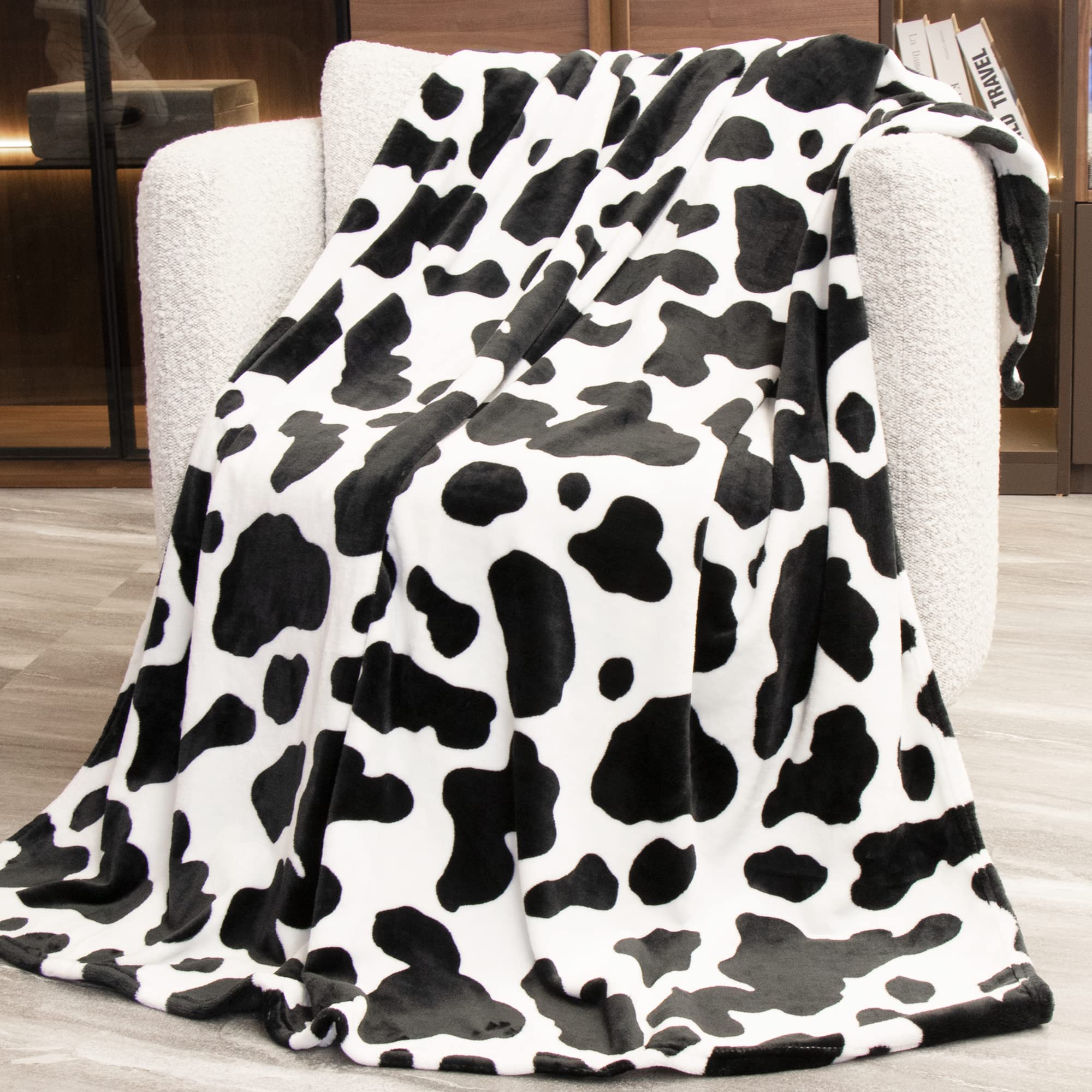 Soft Flannel Cow Print Throw Blanket 50