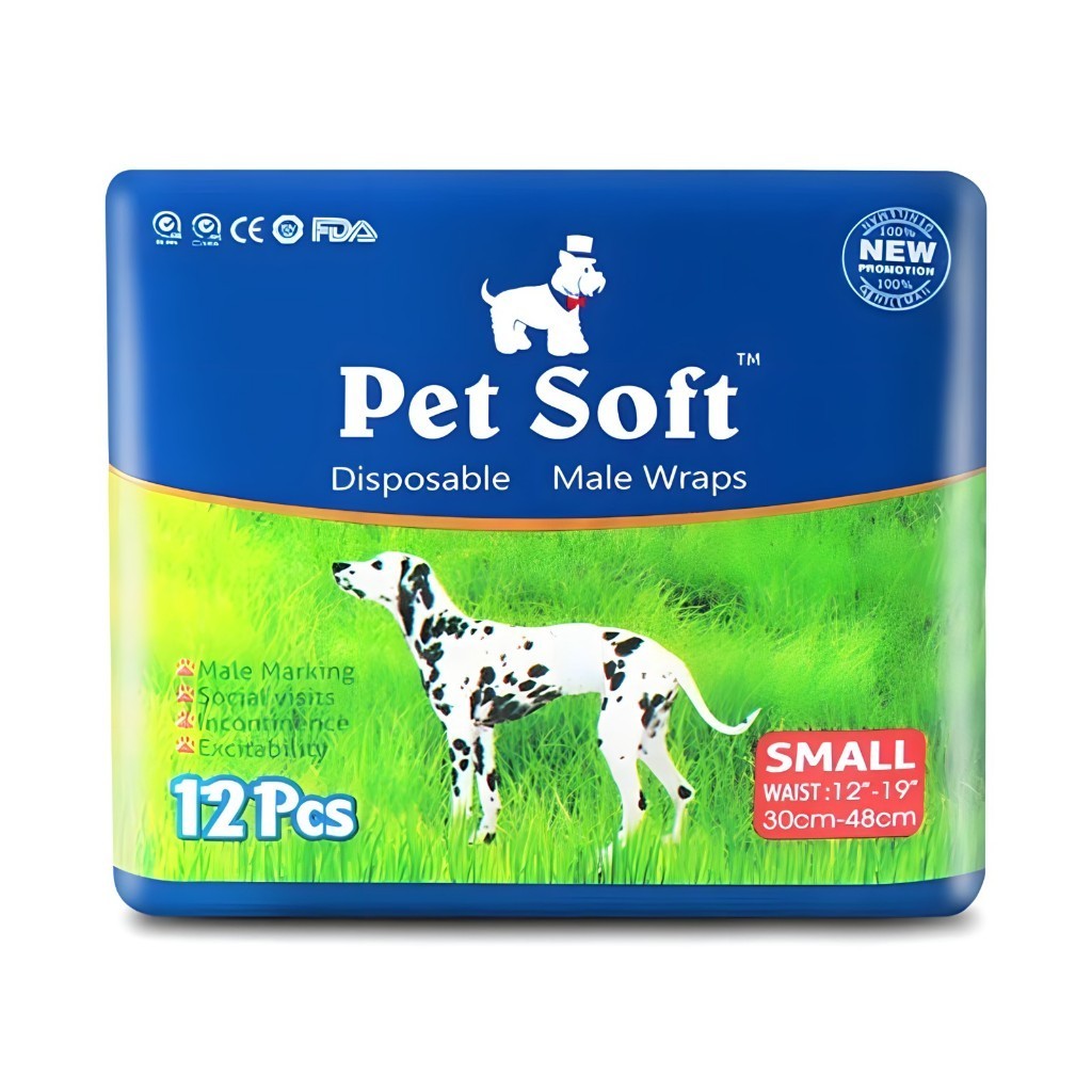 Dono Male Pet Disposable Diapers - 12 Pack (XS/S/M) for Dogs & Cats - Absorbent & Leak-Proof - Perfect for House Training, Travel & Senior Pets