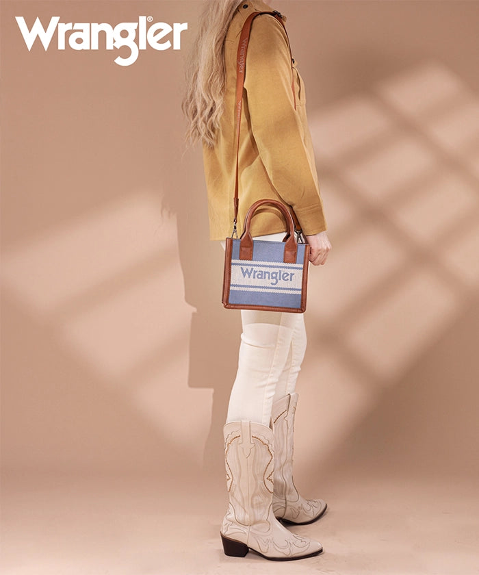 Wrangler Embroidered Canvas Crossbody Bag for Women - Stylish Western Purse with Adjustable Strap, Perfect for Travel, Shopping & Everyday Use
