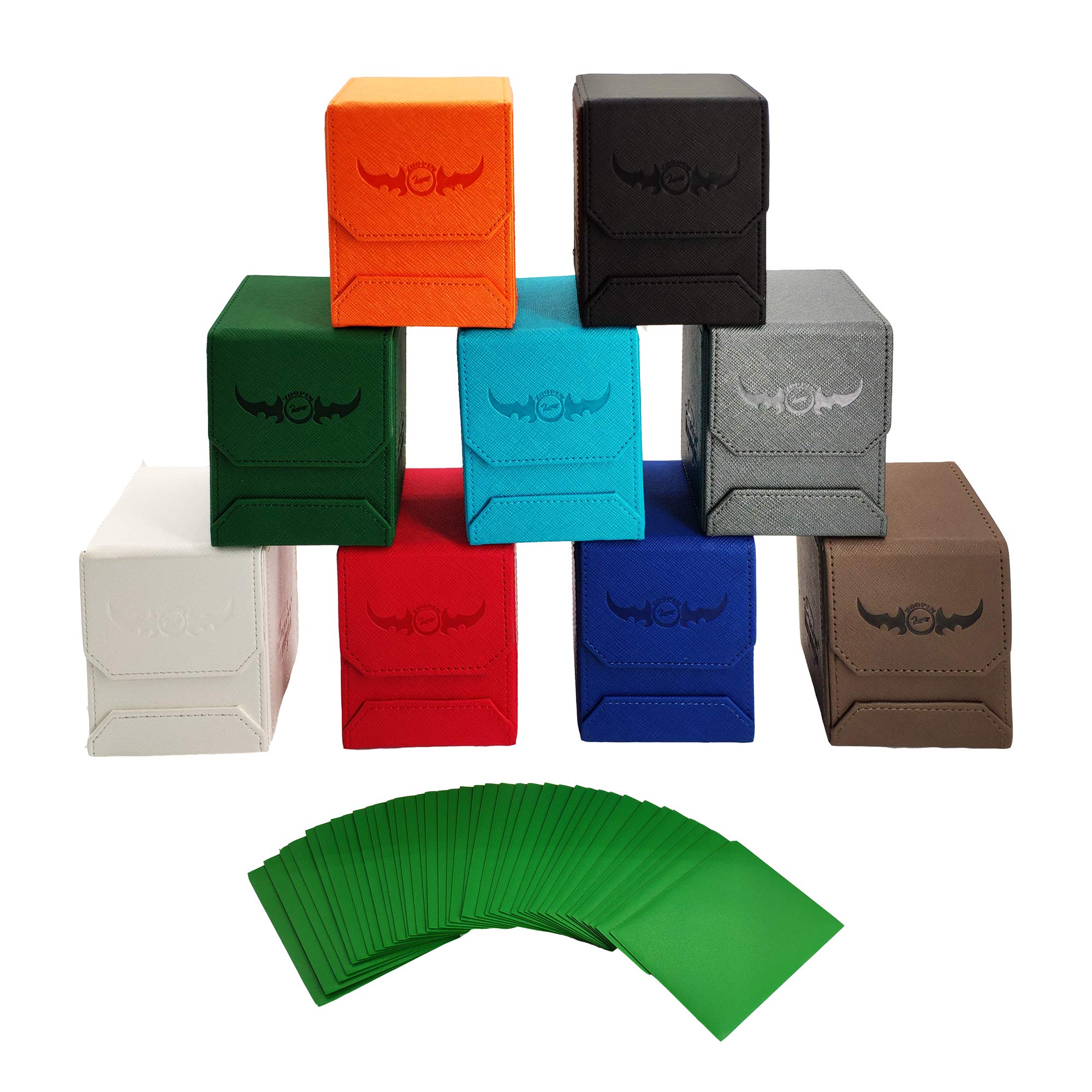 Premium Leather Deck Box for MTG, Yugioh, Pokemon, TES Legacy & Munchkins CCG - Holds 80 Sleeved or 150 Unsleeved Cards - Durable Storage for Collectible Cards, Tokens & Dice - Perfect for Gaming Tournaments & Home Organization (Cyan)