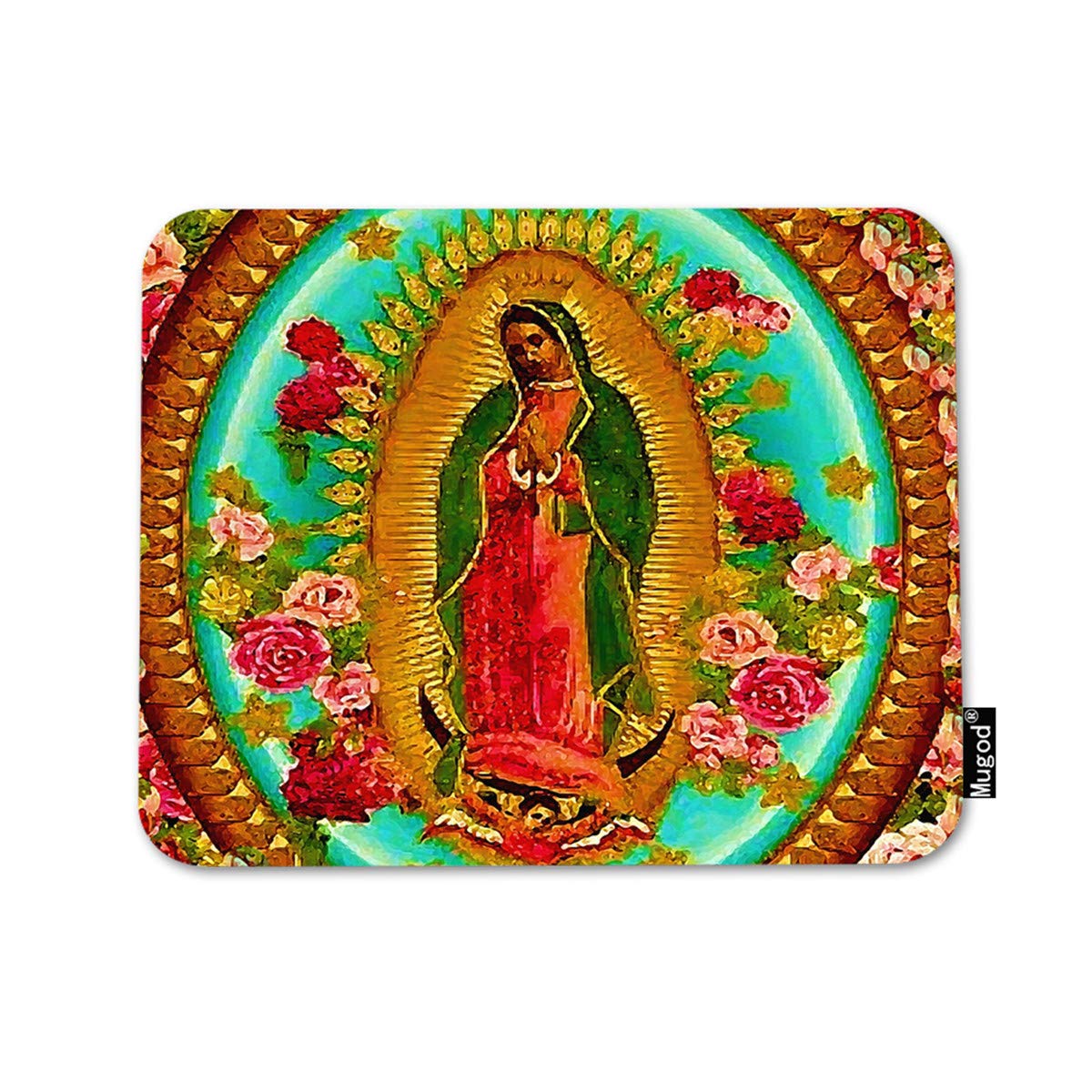 Religious Gaming Mouse Pad - Our Lady of Guadalupe Mexican Catholic Virgin Design, Non-Slip Rubber Base, Perfect for Computers & Laptops (7.9x9.5 Inches) - Ideal for Prayer Spaces, Gaming Setups & Office Workstations