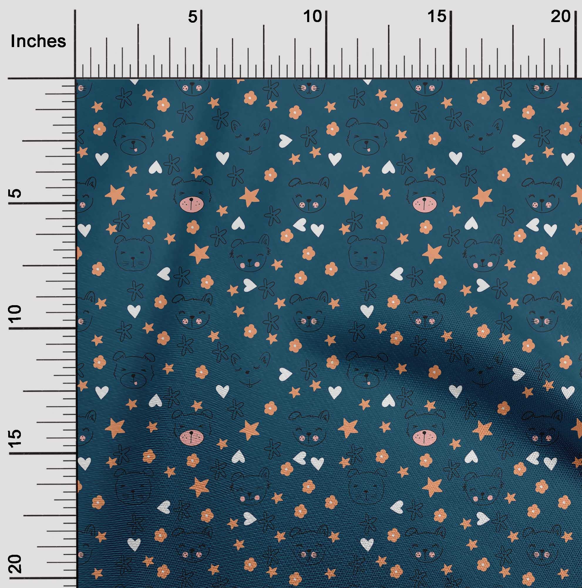 Premium Velvet Teal Blue Animal Print Fabric for Kids - 58