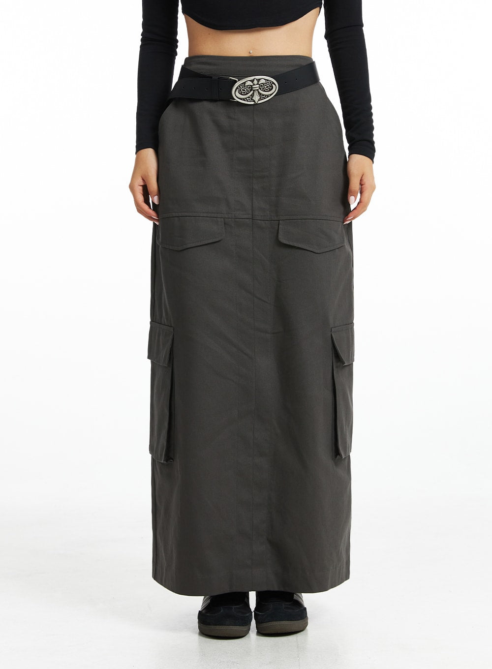 City Safari Pocketed Maxi Skirt for Women - Stylish Long Flowy Skirt with Side Pockets, Comfortable Stretchy Fabric - Perfect for Travel, Hiking, Beach & Casual Outings
