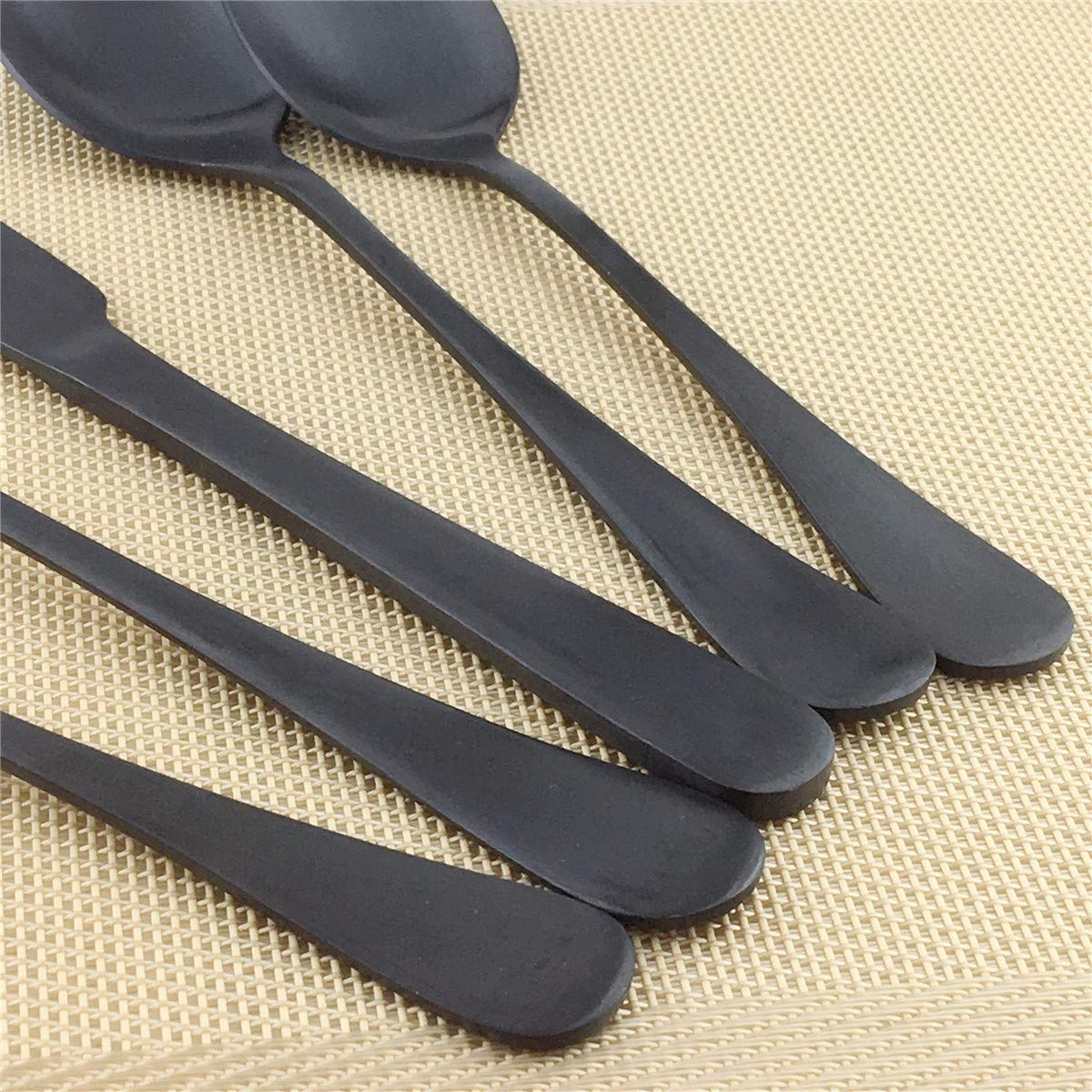 20-Piece Matte Black SUS304 Stainless Steel Flatware Set - Dinner Knife, Fork, Spoon, Dessert Fork & Salad Spoon - Service for 4 - Durable & Elegant Cutlery Set for Fine Dining, Dinner Parties & Everyday Use