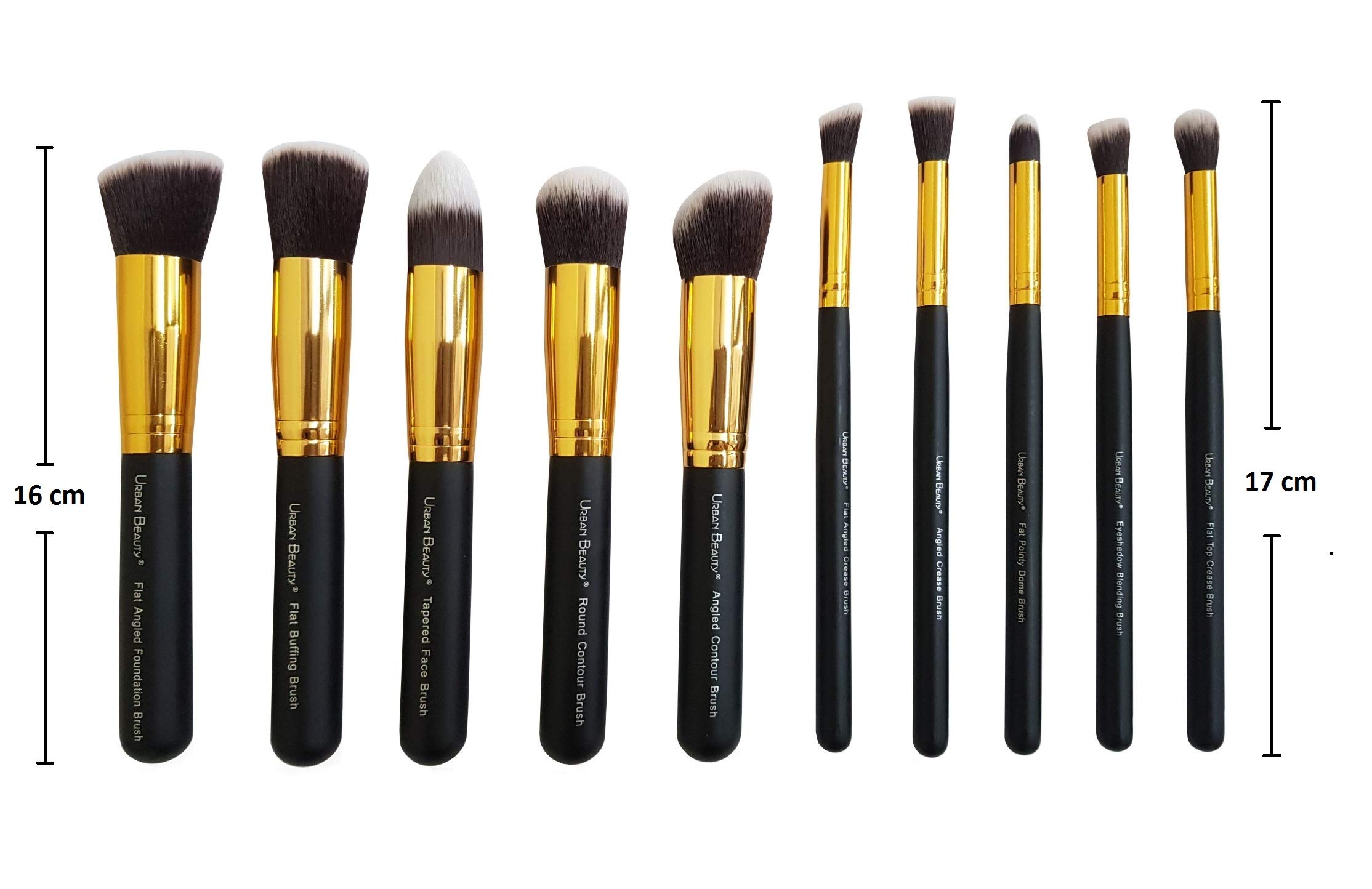 Premium 10-Piece Makeup Brush Set - Kabuki Foundation Brush, Eyeshadow Blending Brush, Buffing Brush, Contour Brush & More - Black & Gold - Perfect for Professional Makeup Artists & Beginners - Ideal for Everyday Makeup, Contouring & Blending
