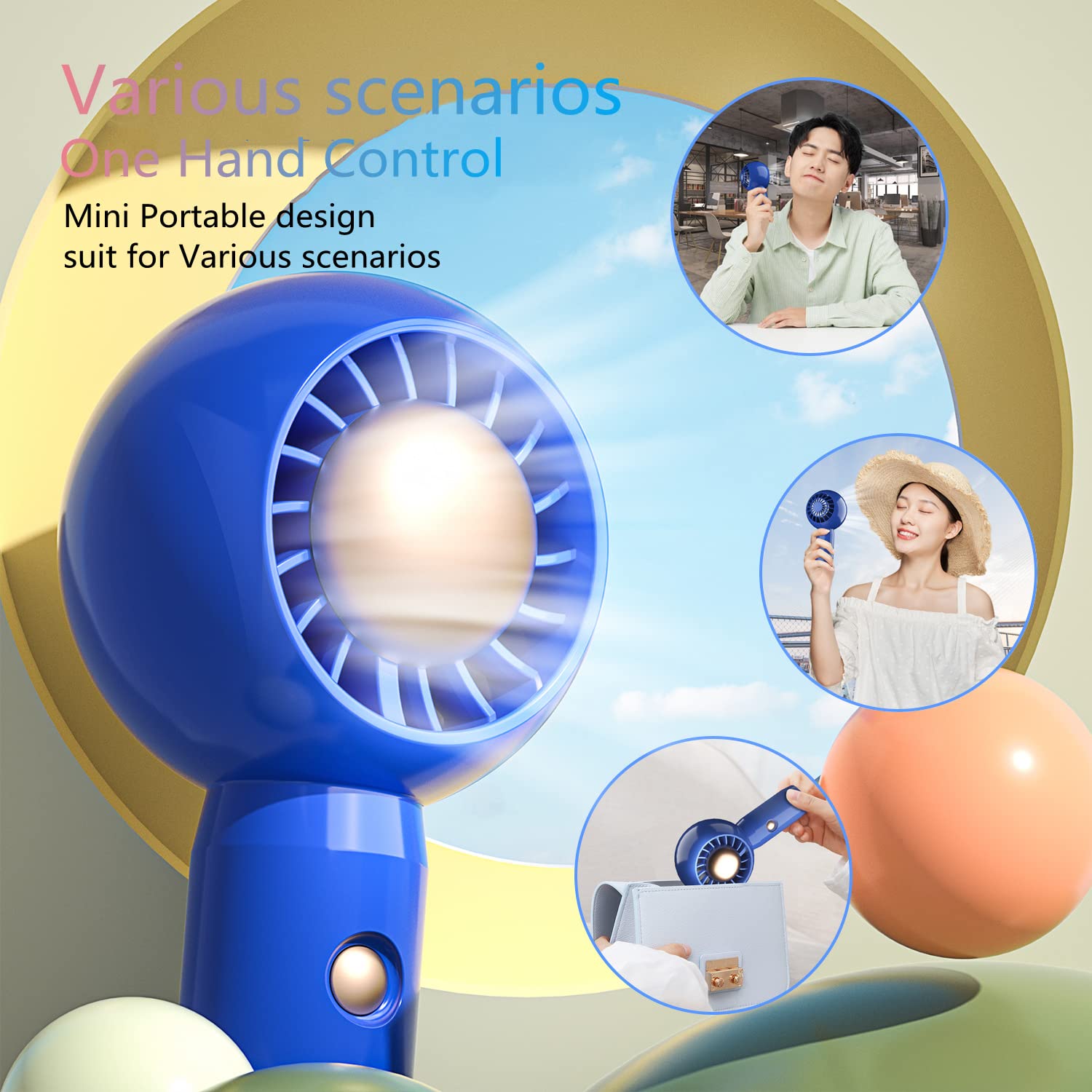 Mini USB Rechargeable Handheld Fan - Portable, Quiet, Cute Personal Fan with Aromatherapy Diffuser | Perfect for Office, Travel, Gym & Outdoor Activities (Multicolor)