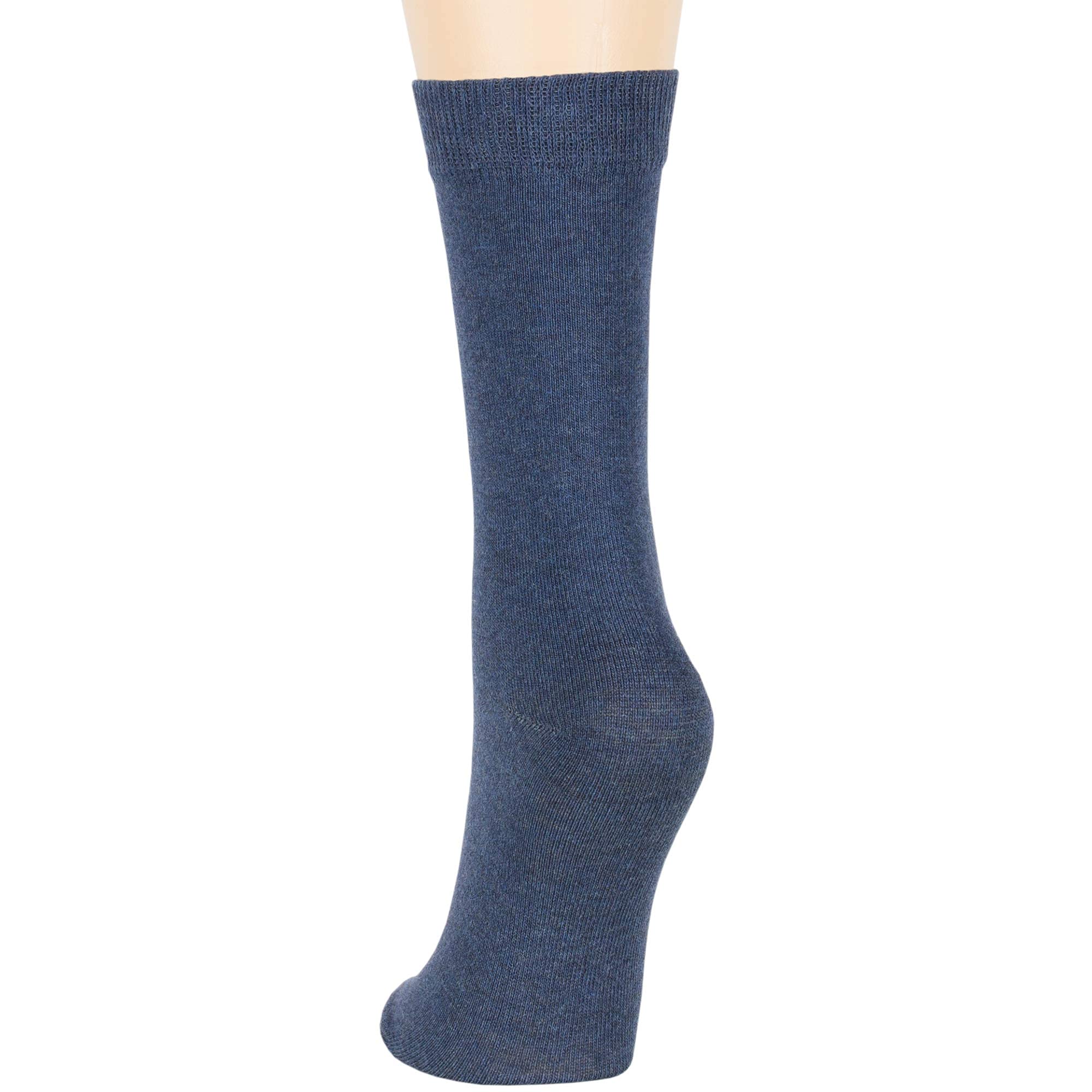 7BigStars Women's Cotton Dress Socks 4-Pack (L/M) - Soft Breathable Solid Color Crew Socks in Black, Brown, Blue, Grey, Beige, Khaki & Olive Green - Perfect for Office, Casual Wear & Everyday Comfort