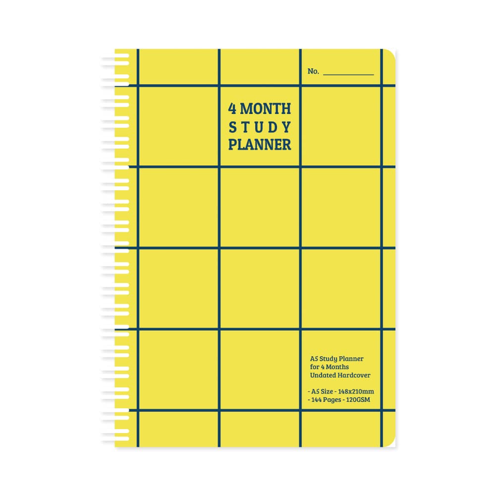 Monolike Checkers 4-Month Academic Planner - Weekly & Monthly Study Organizer in Yellow | Perfect for College Students, High School Planning & Goal Tracking