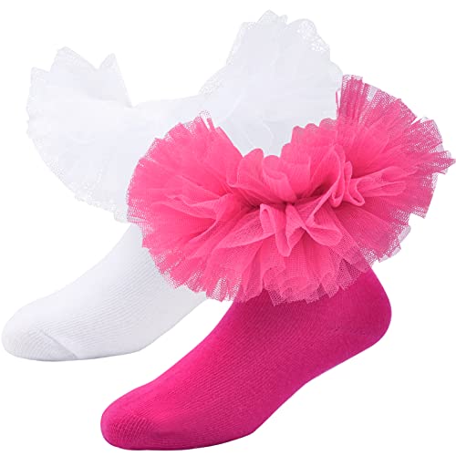 Style-b, White+ Hot Pink, 2 Pairs