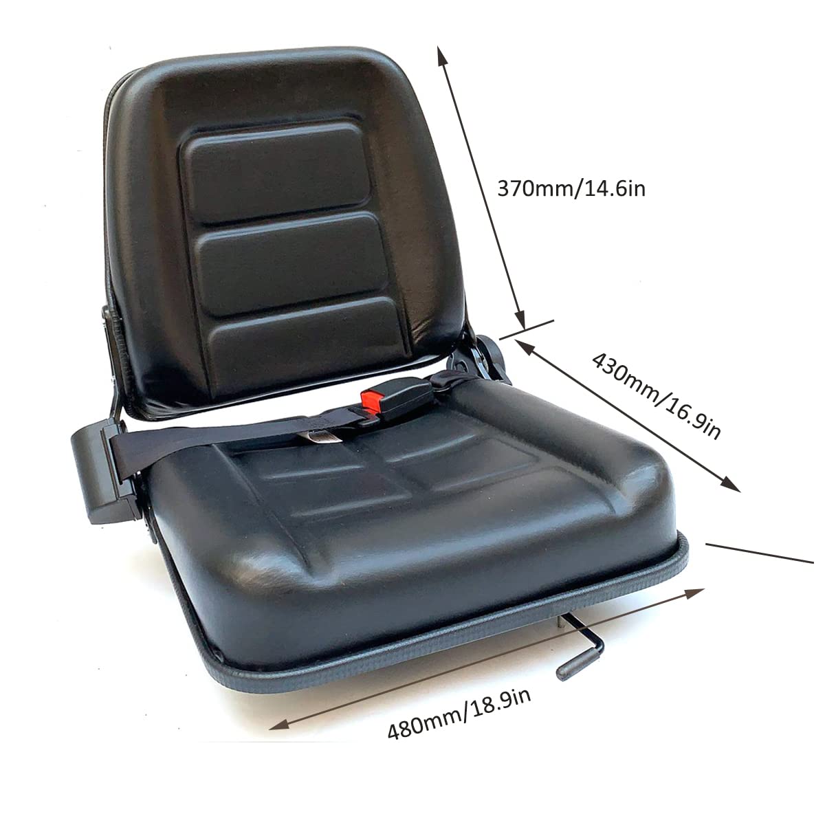 Universal Waterproof PVC Forklift Seat with Safety Belt - Heavy Duty Replacement Seat for Tractors, Mowers, Skid Loaders, Telehandlers & Excavators - Perfect for Construction, Agriculture & Industrial Equipment