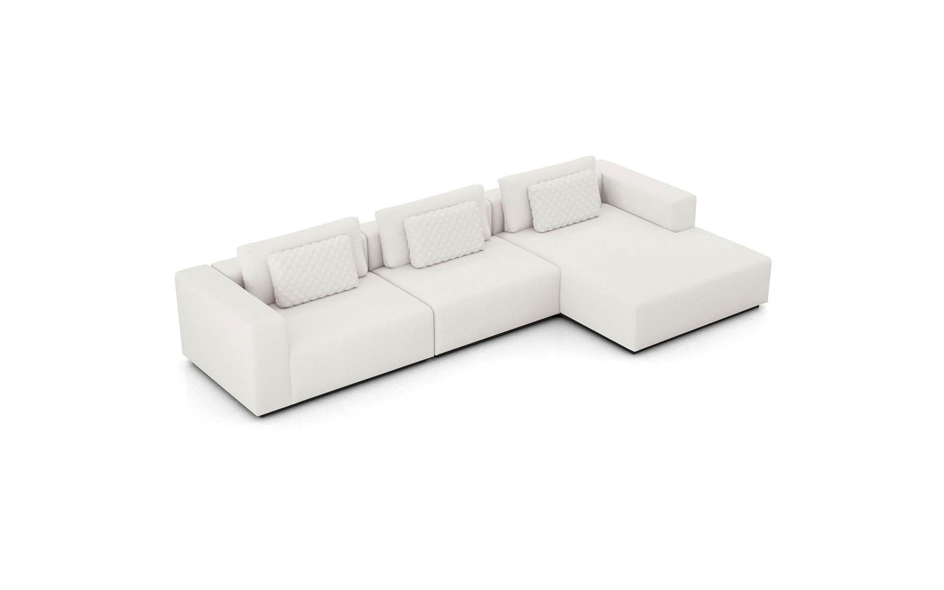 Spruce Modular Sectional Sofa with Right Facing Chaise - Chalk Fabric Upholstery | 2 Configurations | Perfect for Living Room, Lounge & Family Gatherings